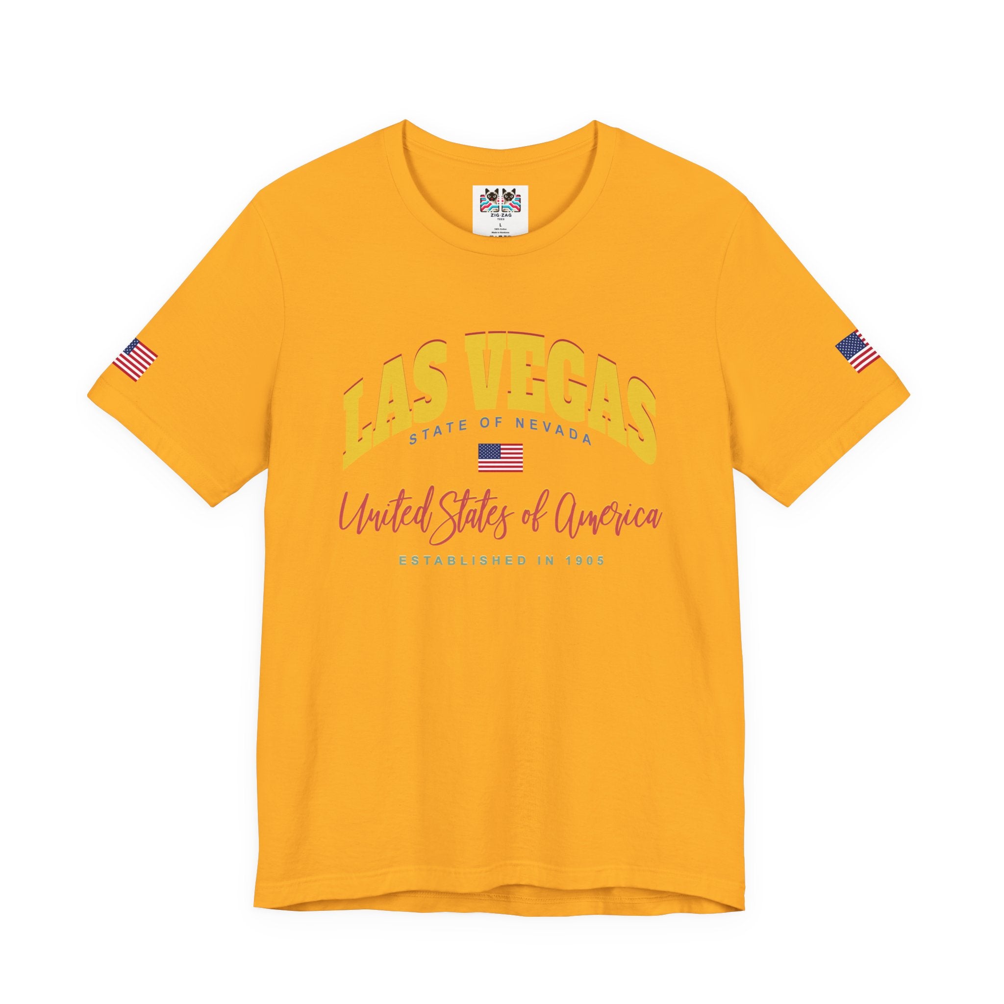 Las Vegas State of Nevada T-Shirt - Est 1905 Navy USA Flag Collegiate Design