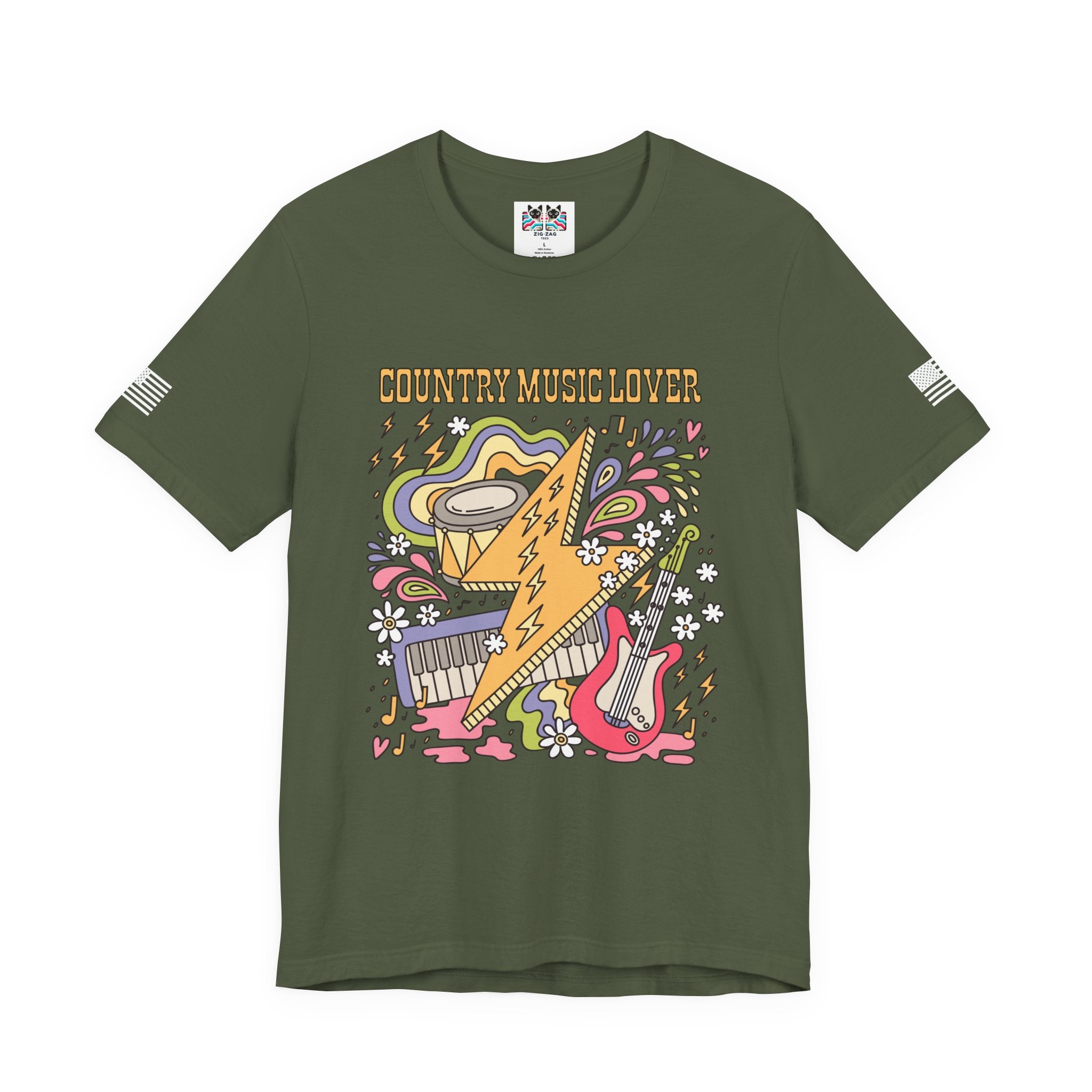 Country Music Lover T-Shirt – Retro Groovy Instruments Graphic Tee