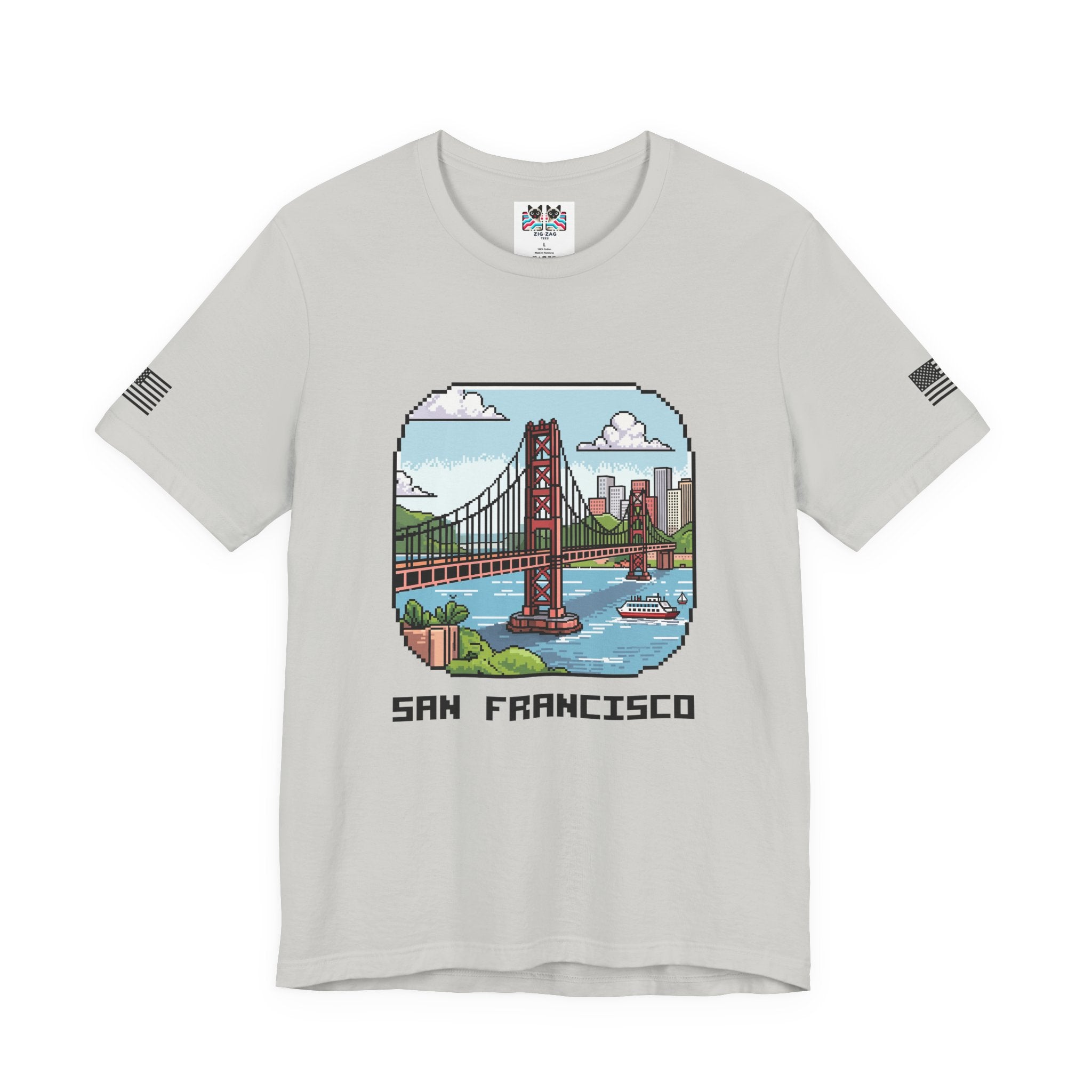 San Francisco T-Shirt, Retro Pixel Art Golden Gate Bridge Tee, SF California Gamer Style Shirt, Unique Travel Souvenir, Unisex