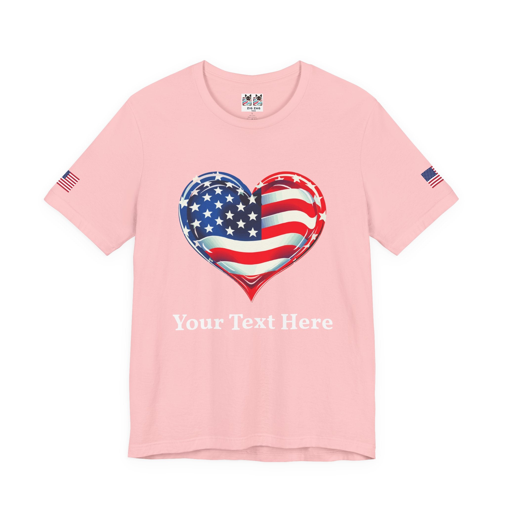 Custom T-Shirt - American Flag Heart T-Shirt – Love USA Patriotic Pride Graphic Tee