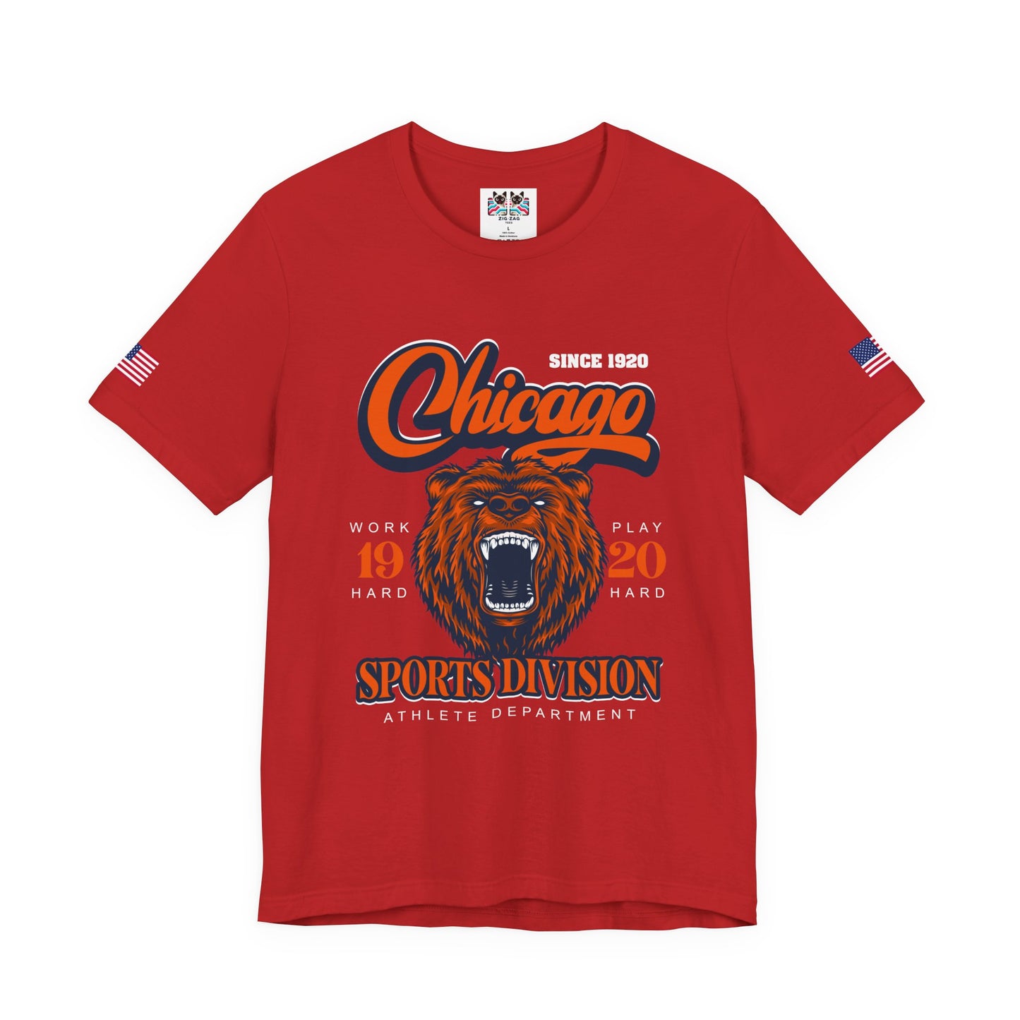 Chicago Sports Division T-Shirt - Since 1920 Bear Mascot Work Hard Play Hard
