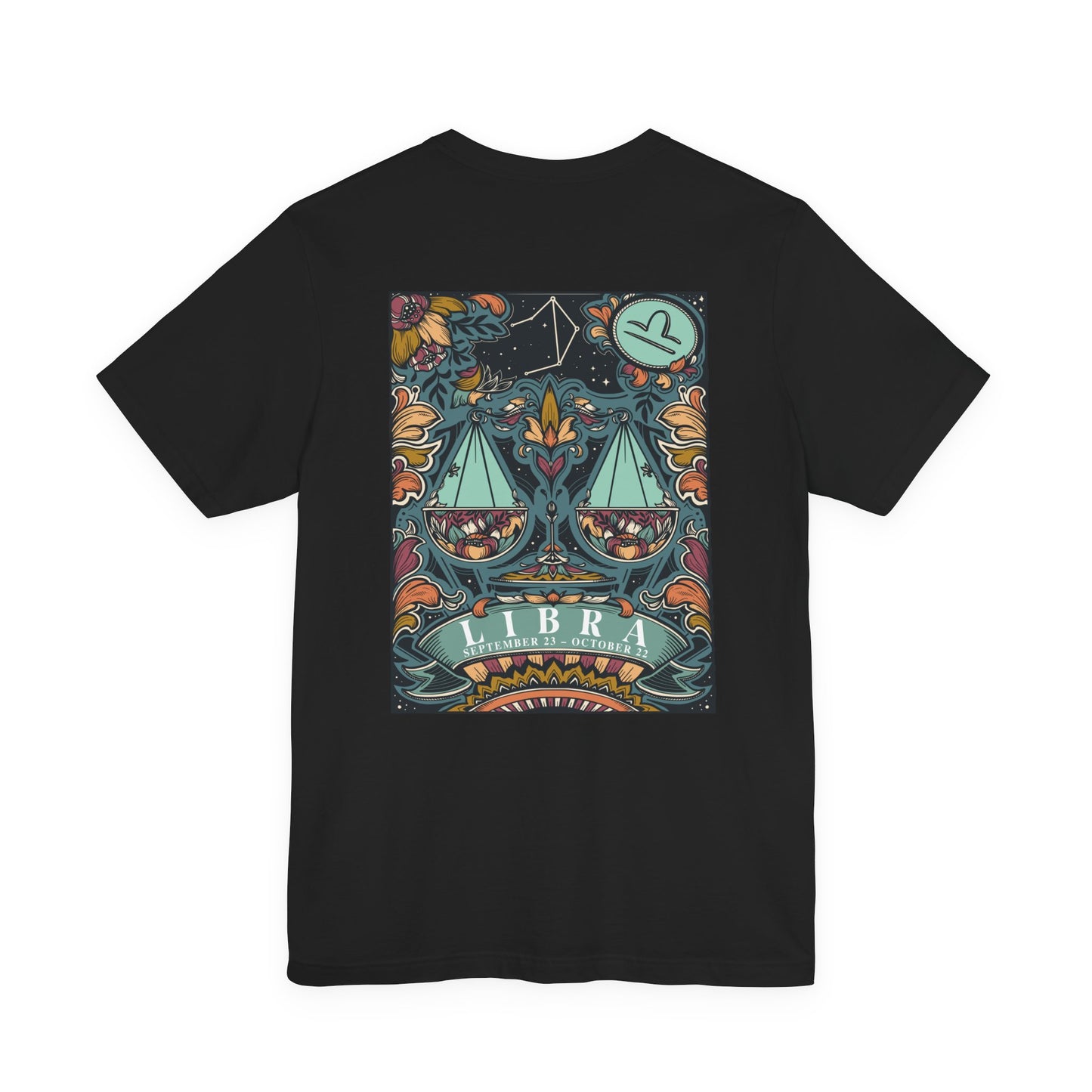 Libra Constellation & Floral Zodiac T-Shirt – September 23 to October 22