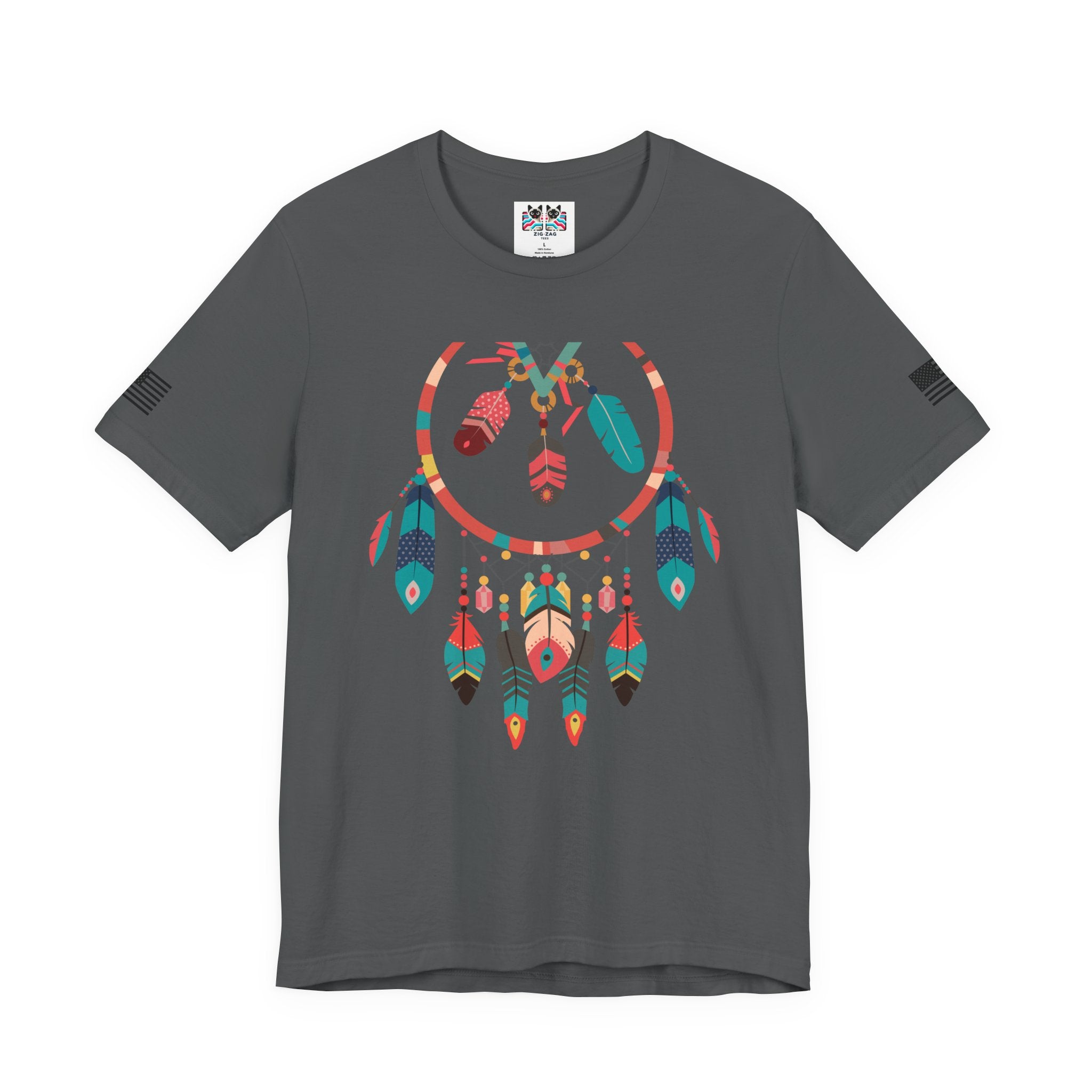 Dream Catcher Graphic T-Shirt – Vibrant Boho Feathers Spiritual Native Inspired Tee