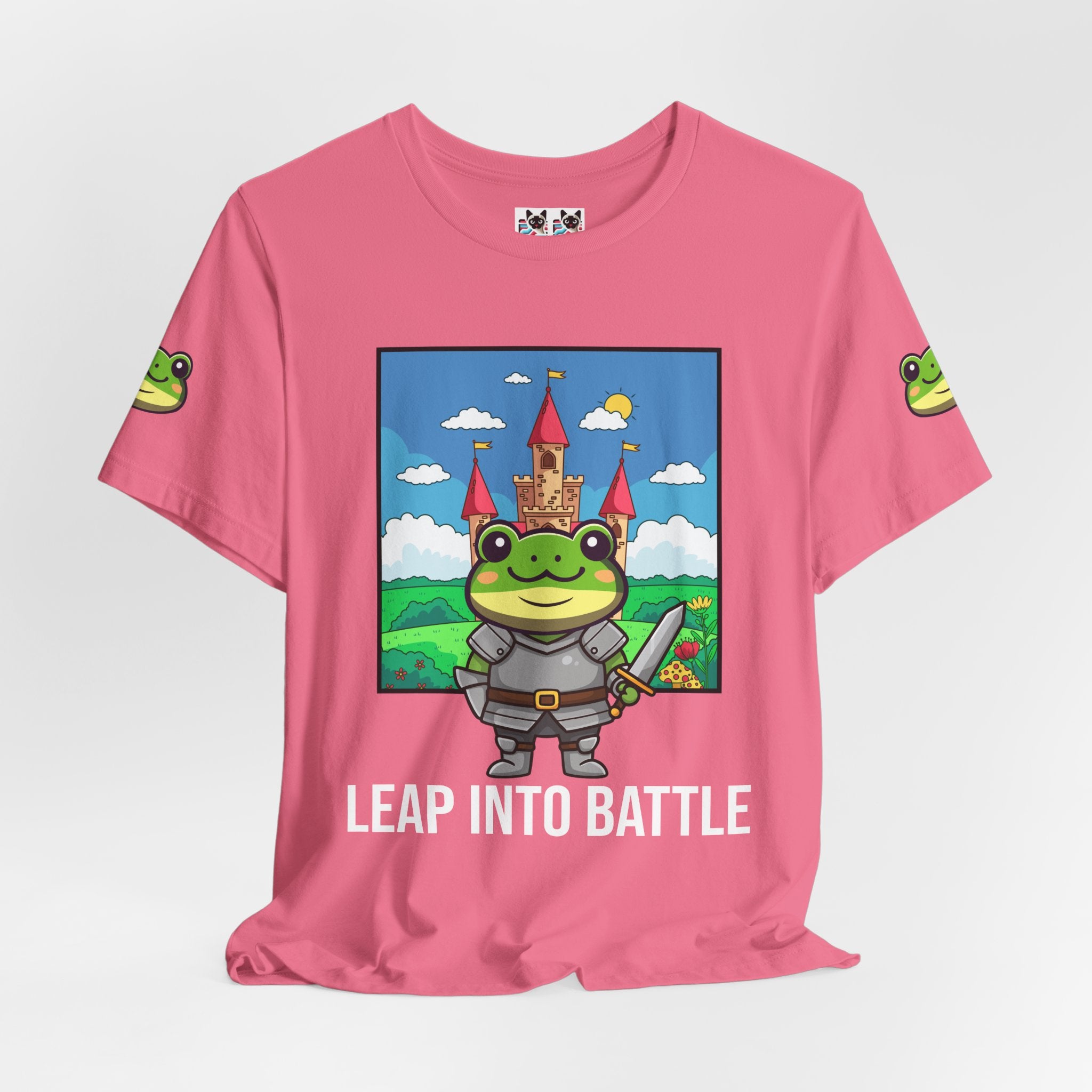Custom T-Shirt - Knight Frog Castle T-Shirt – Cute Frog Knight Medieval Fantasy Graphic Tee