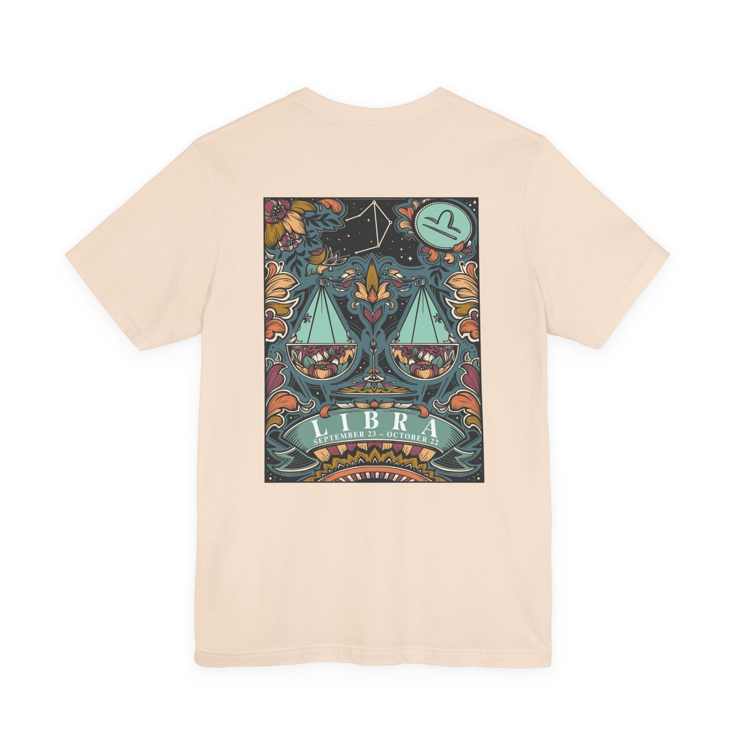 Libra Constellation & Floral Zodiac T-Shirt – September 23 to October 22