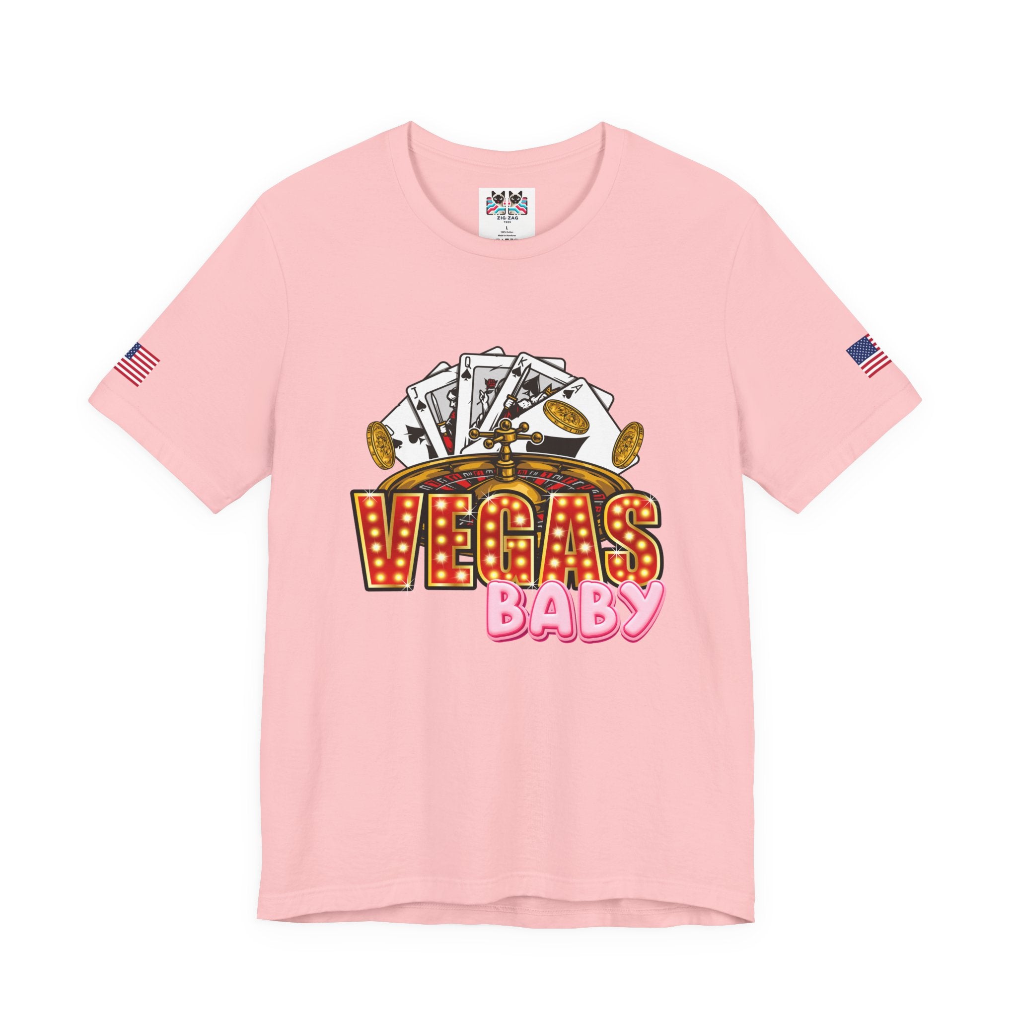 Vegas Baby T-Shirt - Casino Gambling Cards Roulette Dice Poker Chips Design