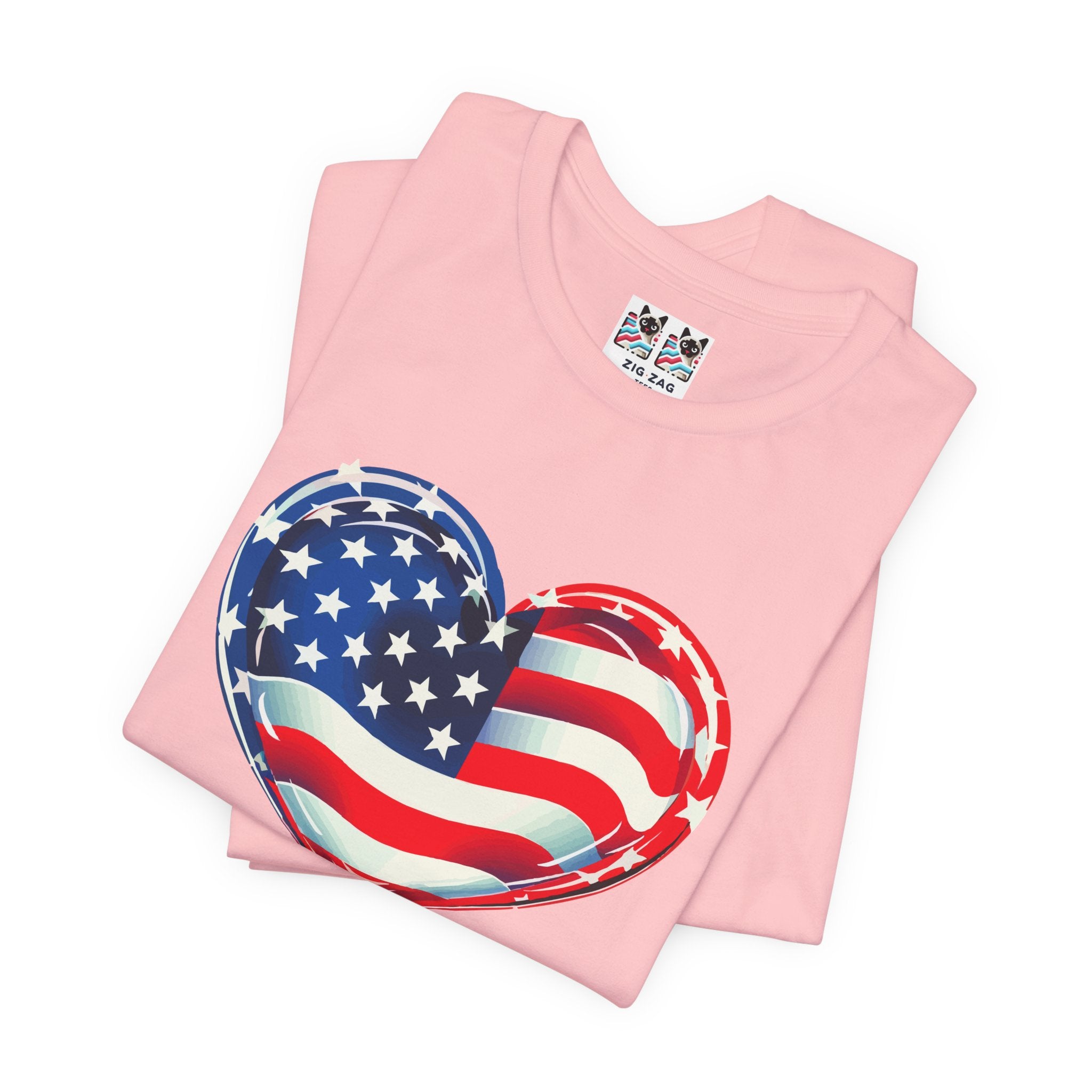 Custom T-Shirt - American Flag Heart T-Shirt – Love USA Patriotic Pride Graphic Tee