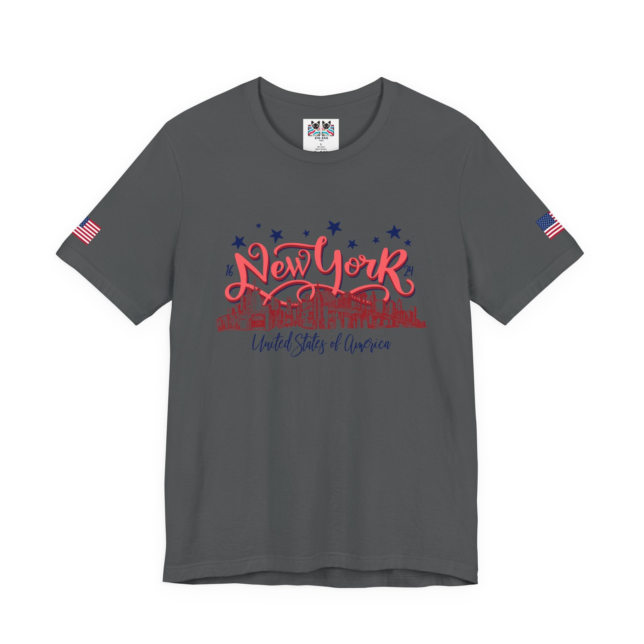 New York 1624 T-Shirt - Vintage Hand Lettered NYC Skyline United States of America