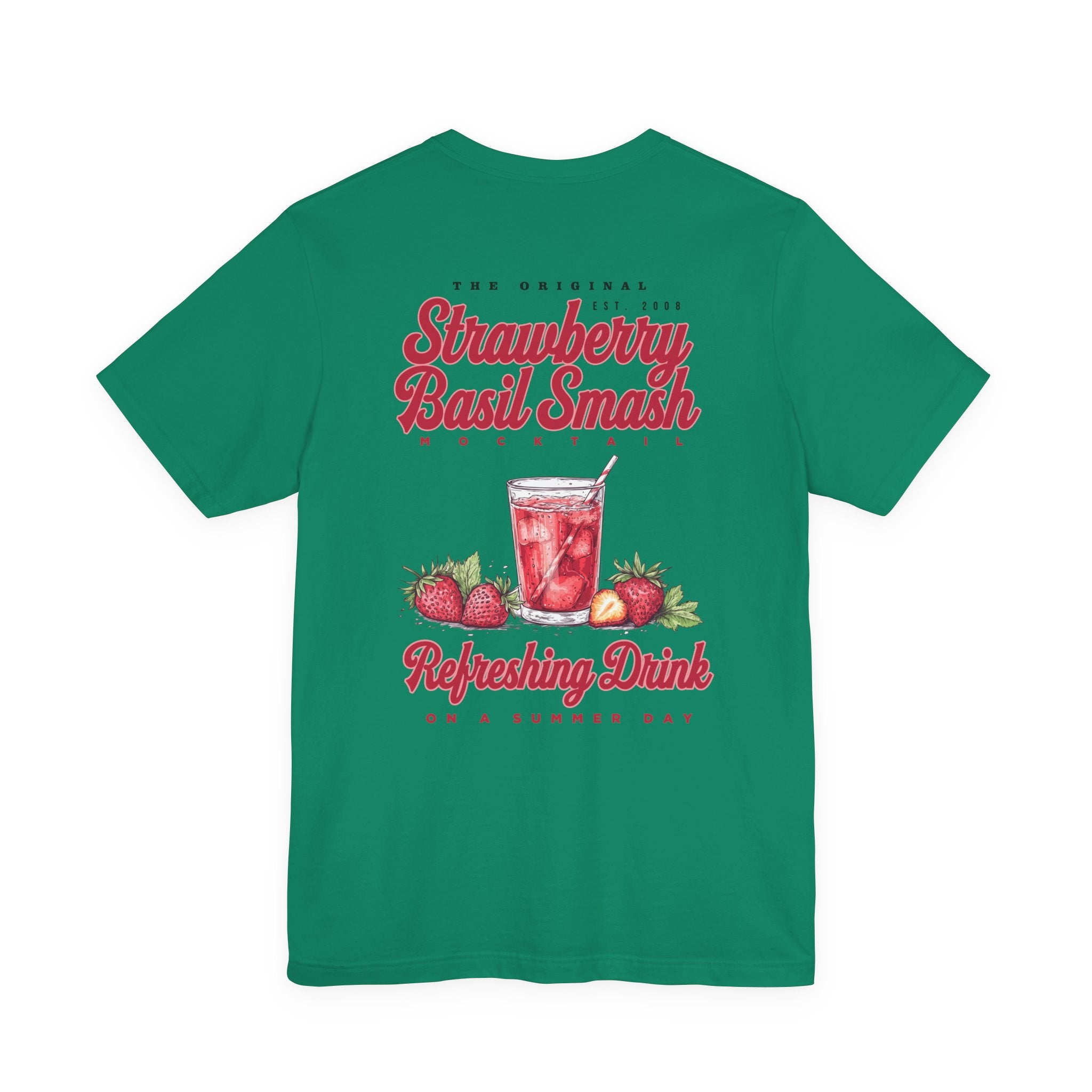 Strawberry Basil Smash Mocktail T-Shirt – Featuring Vibrant Summer Drink Graphic