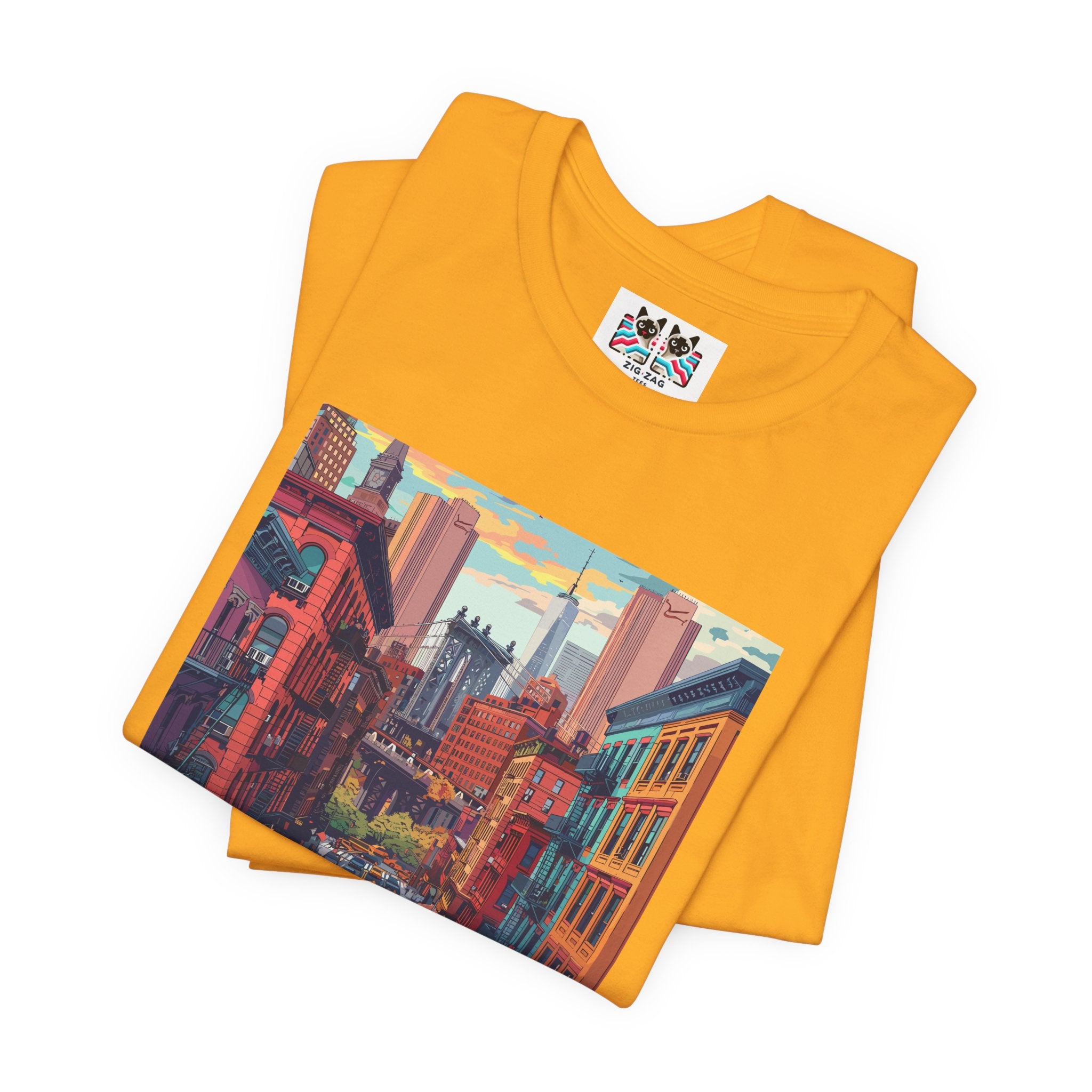 Brooklyn Bridge NYC T-Shirt - Vintage Street Scene Manhattan Bridge 1869 New York