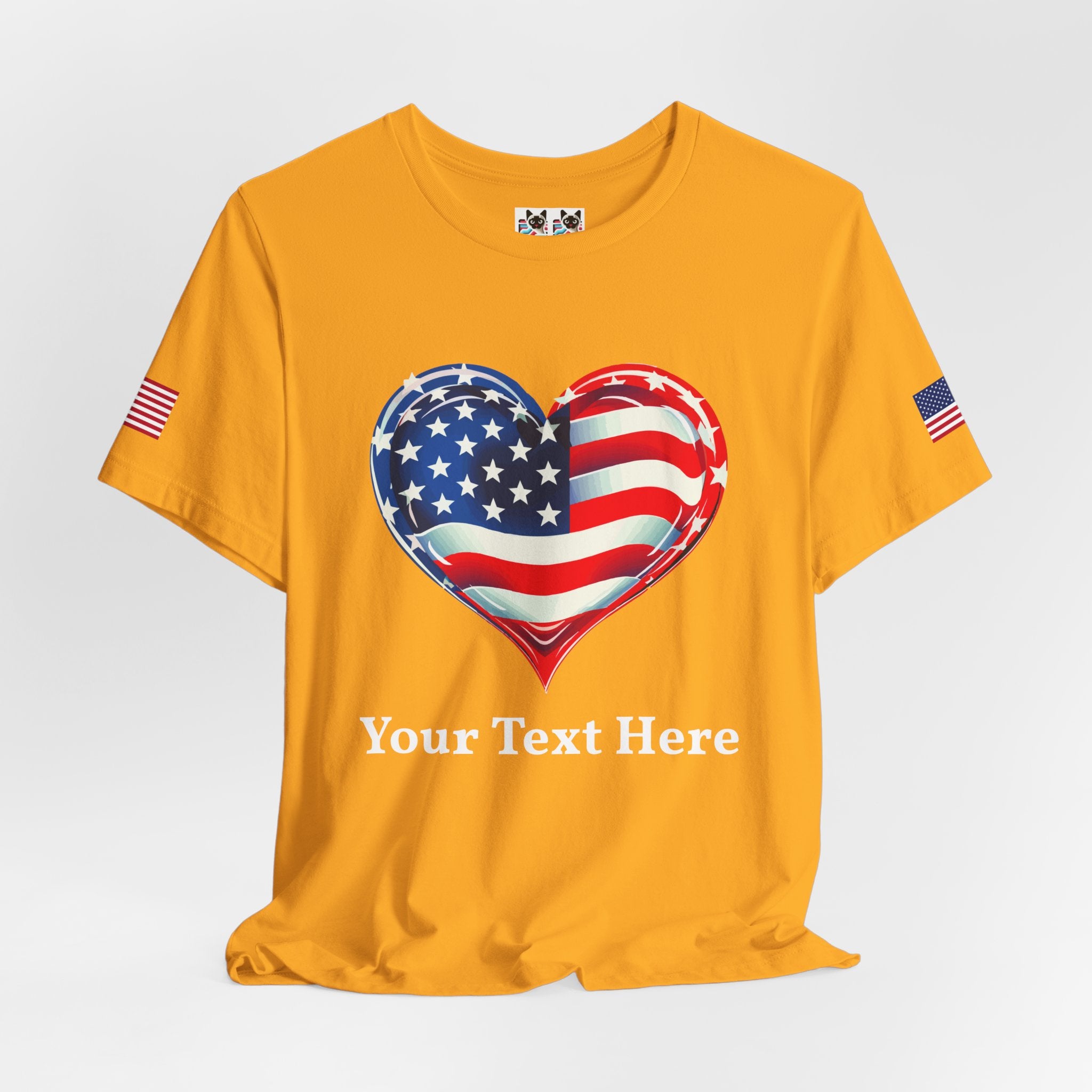 Custom T-Shirt - American Flag Heart T-Shirt – Love USA Patriotic Pride Graphic Tee