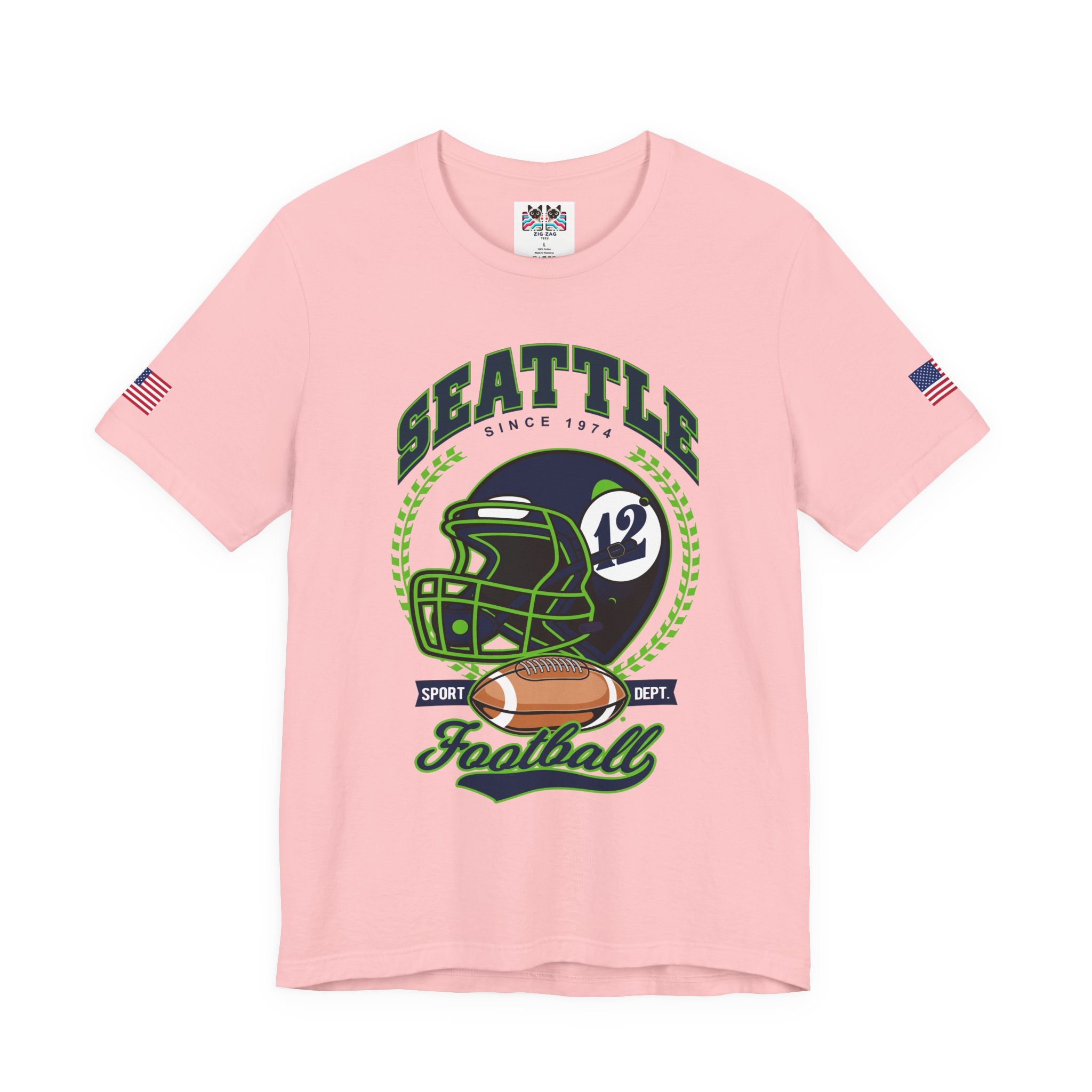 Seattle Since 1974 Football Helmet Sport Dept Graphic T-Shirt | Seahawks Fan Tee | Seattle Football Game Day Shirt