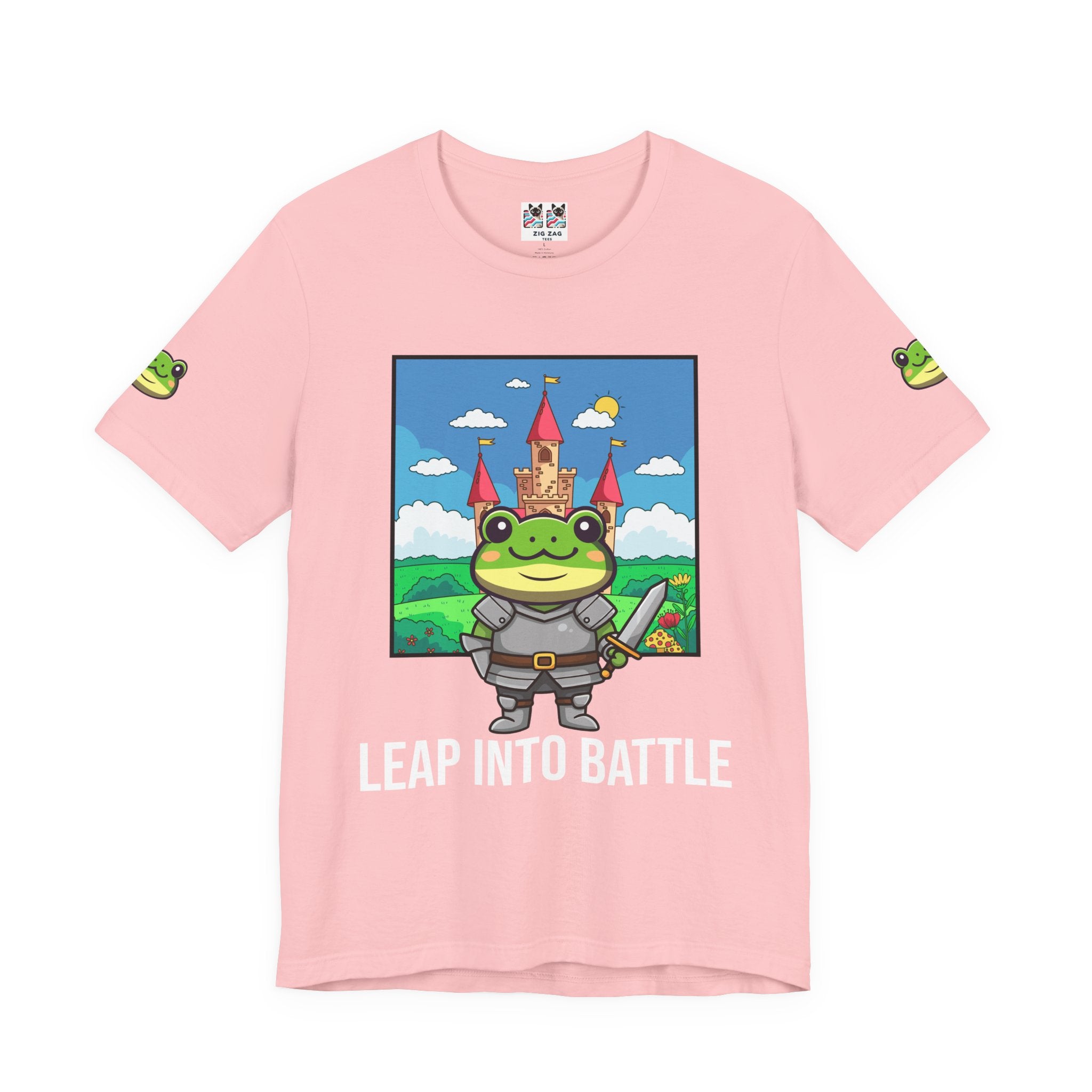 Custom T-Shirt - Knight Frog Castle T-Shirt – Cute Frog Knight Medieval Fantasy Graphic Tee
