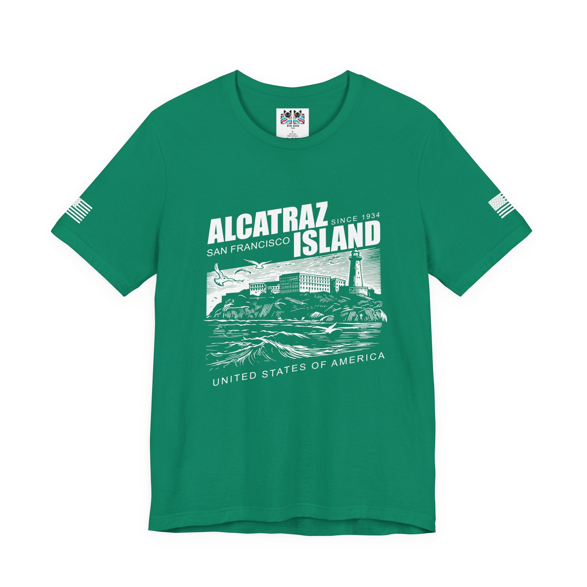 Alcatraz Island San Francisco T-Shirt – Since 1934 Vintage Engraving Style Graphic Tee United States of America