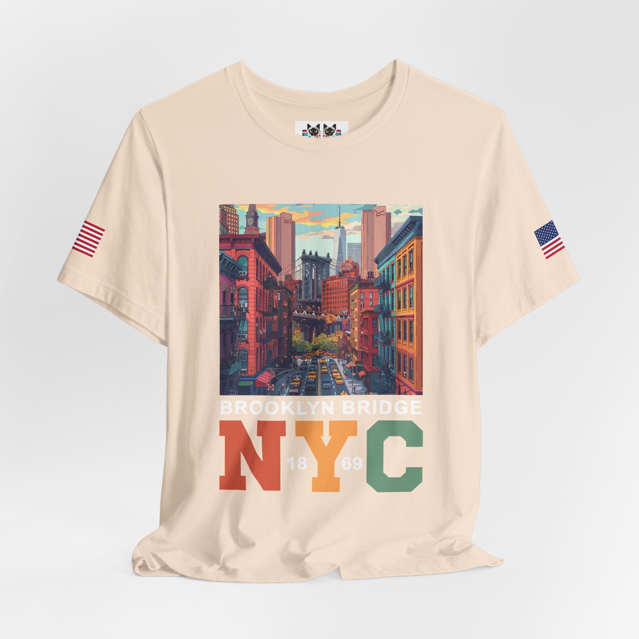 Brooklyn Bridge NYC T-Shirt - Vintage Street Scene Manhattan Bridge 1869 New York