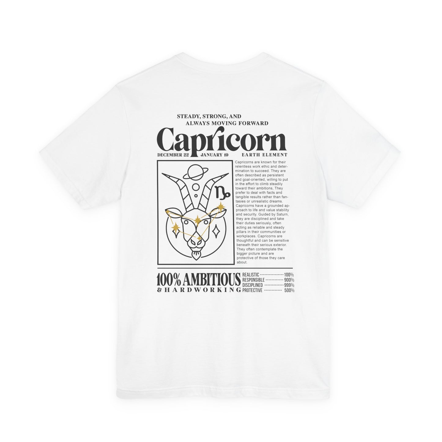 Capricorn Zodiac T-Shirt – Sturdy, Strong and Always Moving Forward Earth Element