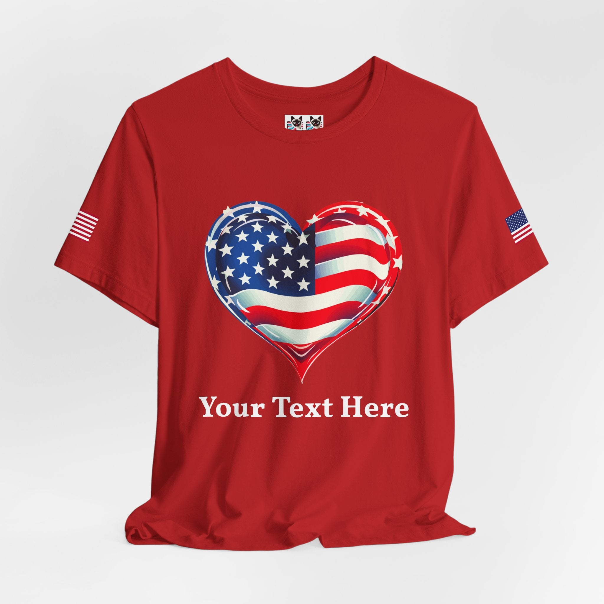 Custom T-Shirt - American Flag Heart T-Shirt – Love USA Patriotic Pride Graphic Tee
