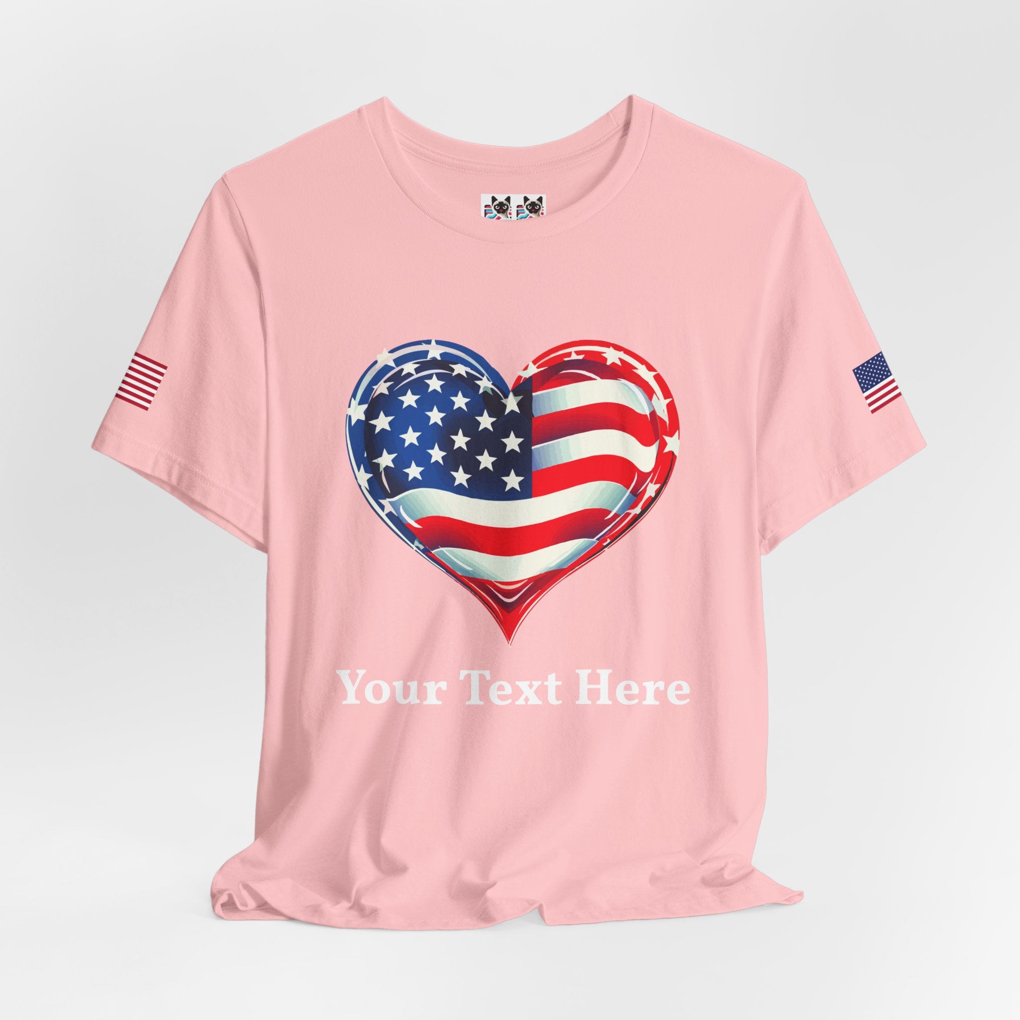 Custom T-Shirt - American Flag Heart T-Shirt – Love USA Patriotic Pride Graphic Tee