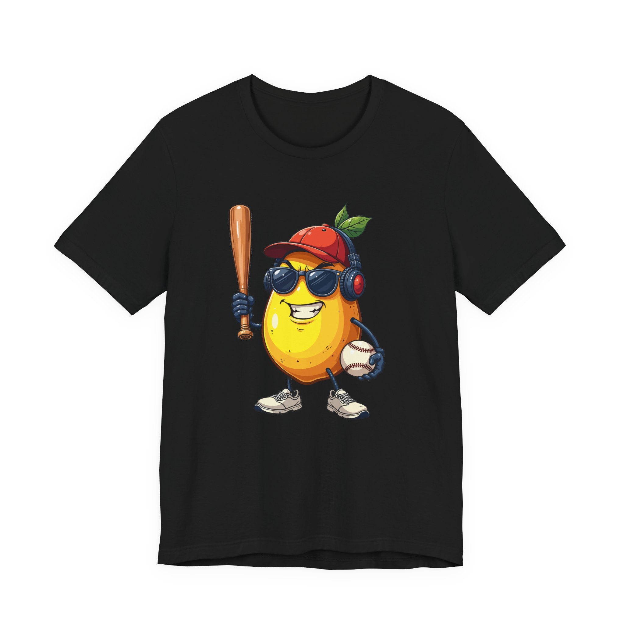 Aggressive Lemon Baseball Mascot Tshirt Bold Sports Fruit Character Design