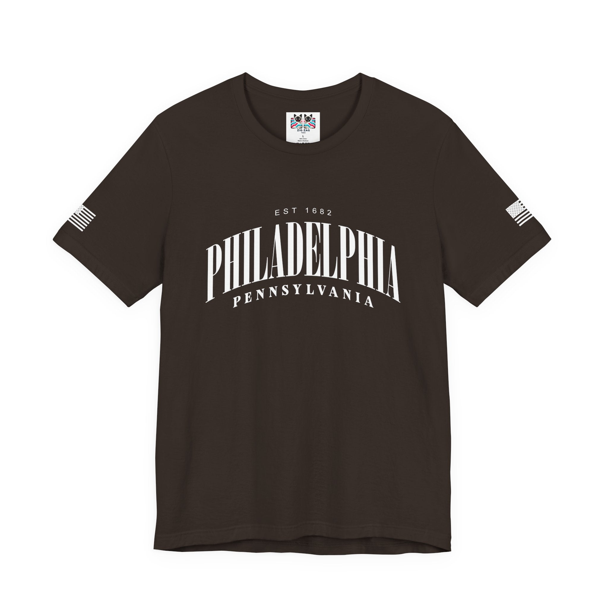 Philadelphia Pennsylvania EST 1682 T-Shirt – Arched Serif Typography Graphic Tee