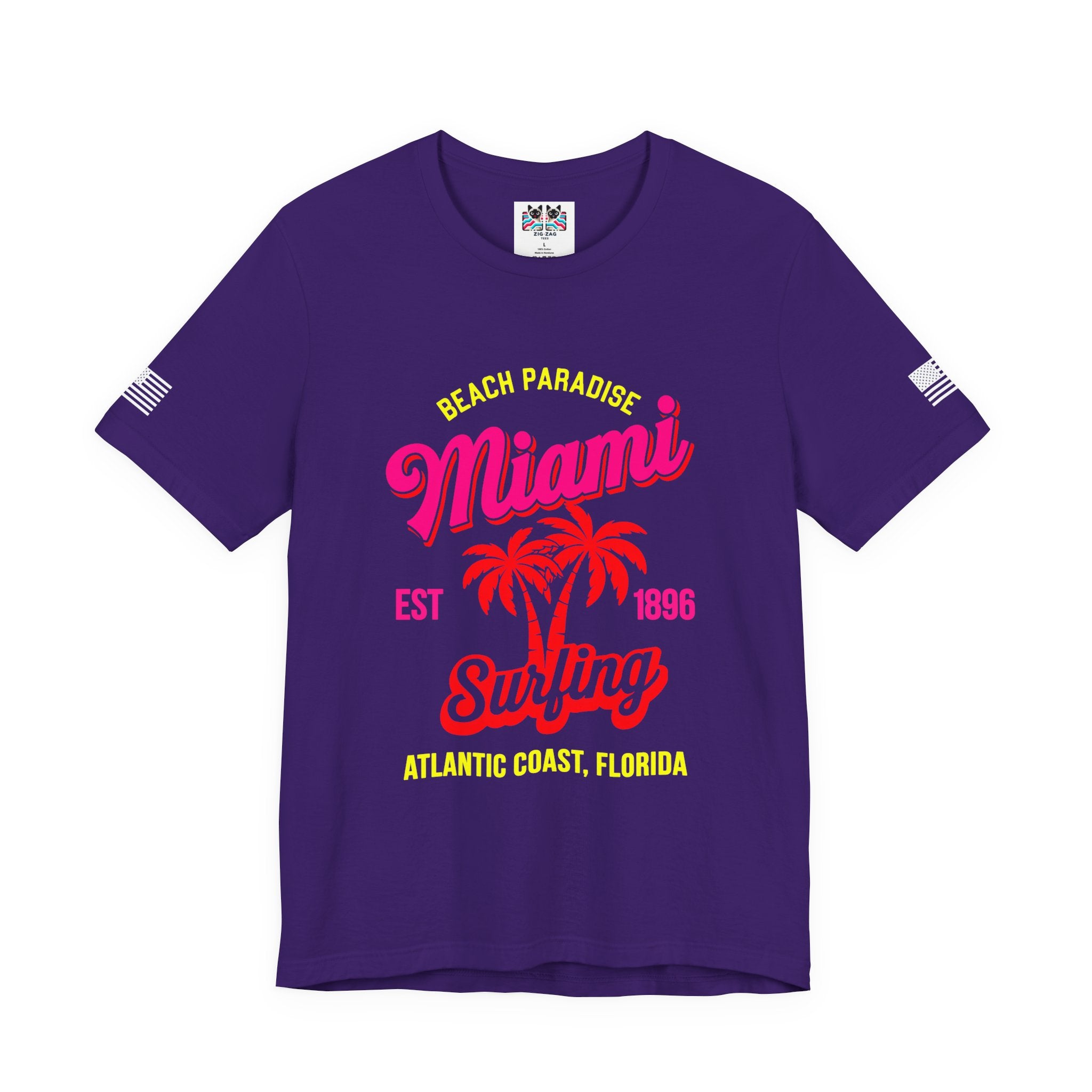 Miami Beach Paradise Surfing T-Shirt – EST 1896 Atlantic Coast Florida Retro Tee