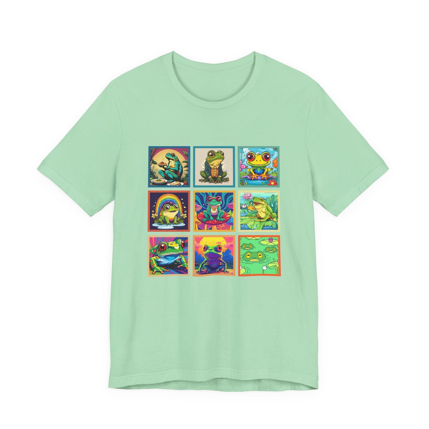 Colorful Frogs Pop Art Tshirt – Nine Amphibian Friends