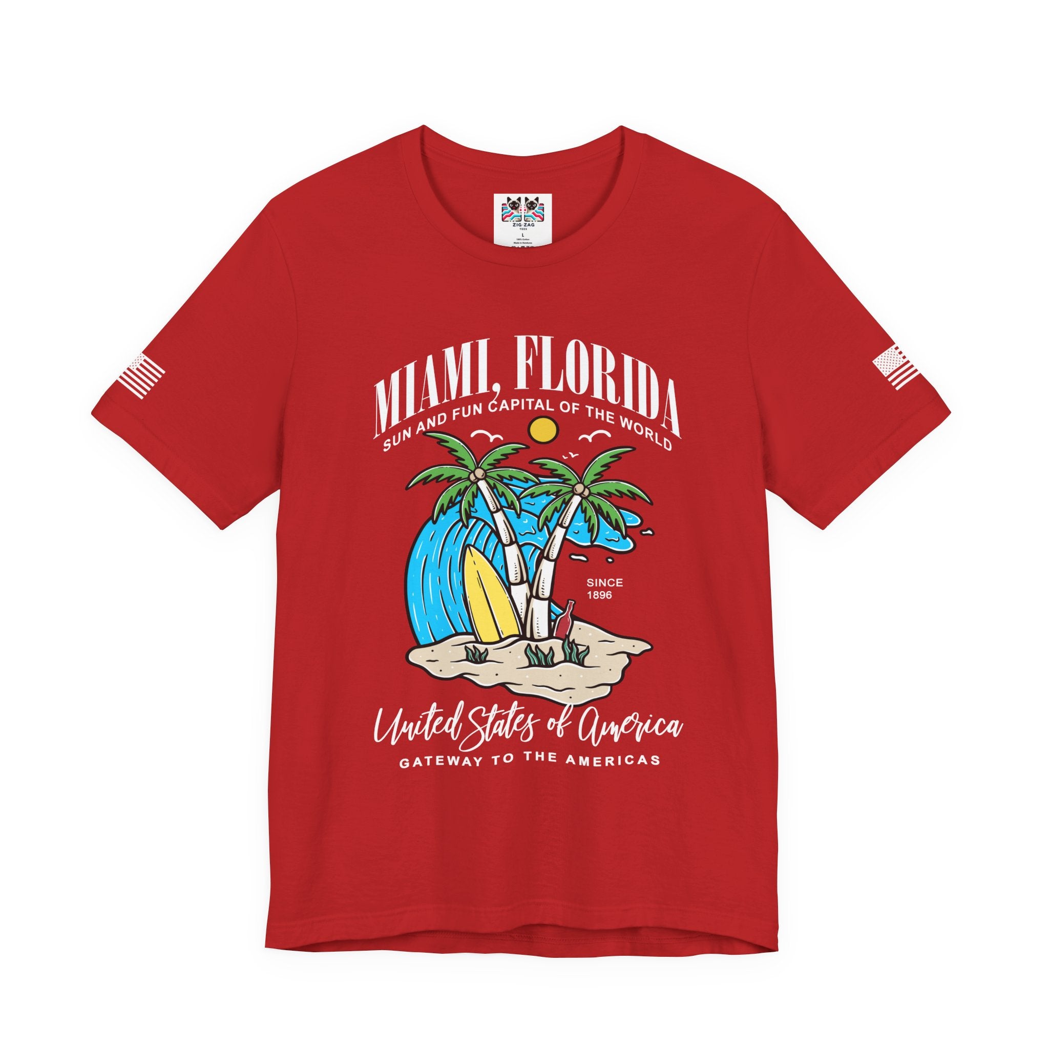 Miami Florida Sun and Fun Capital T-Shirt – Since 1896 Gateway to the Americas Beach Surfboard Tee