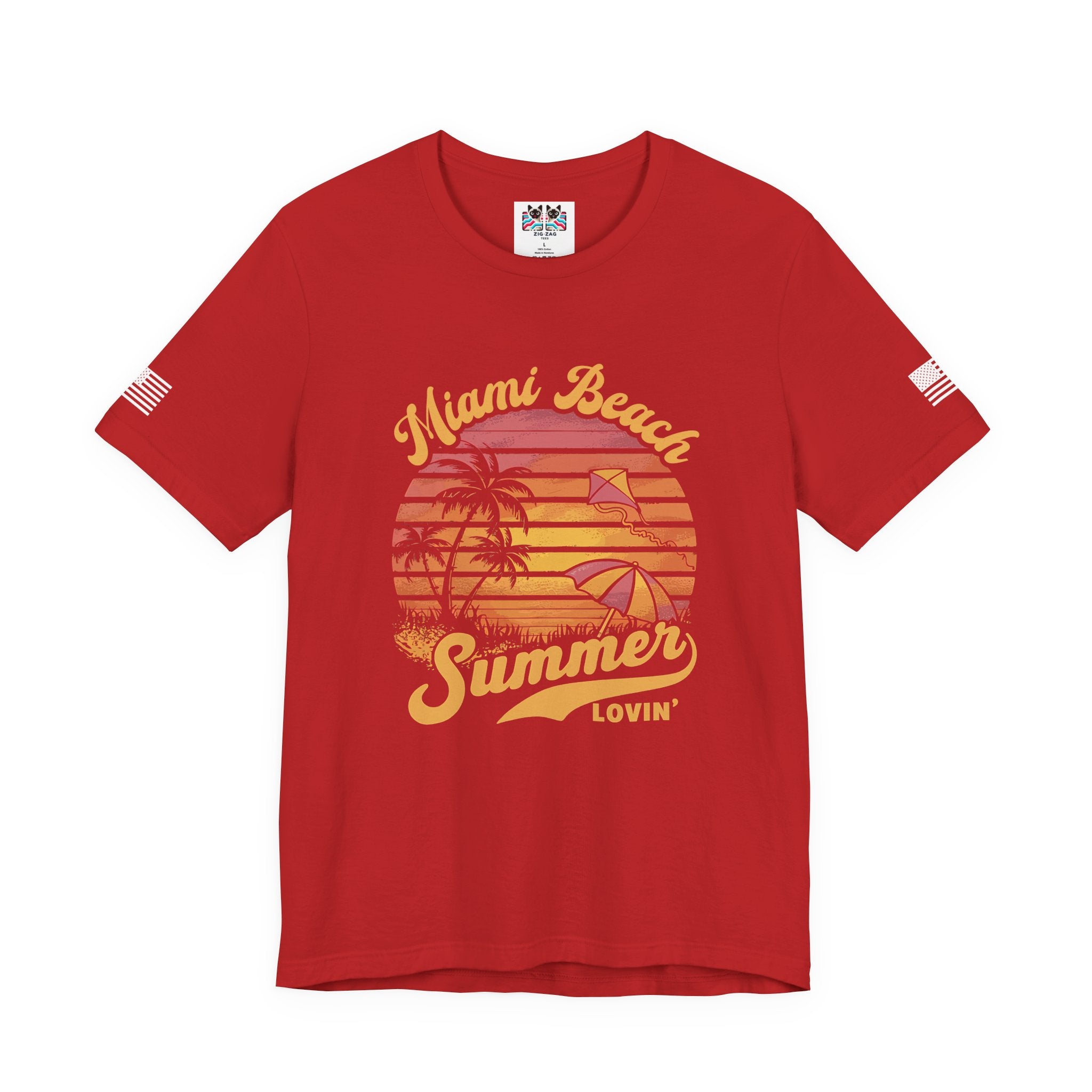 Miami Beach Summer Lovin' T-Shirt – Retro Sunset Kite Palm Tree Beach Graphic Tee