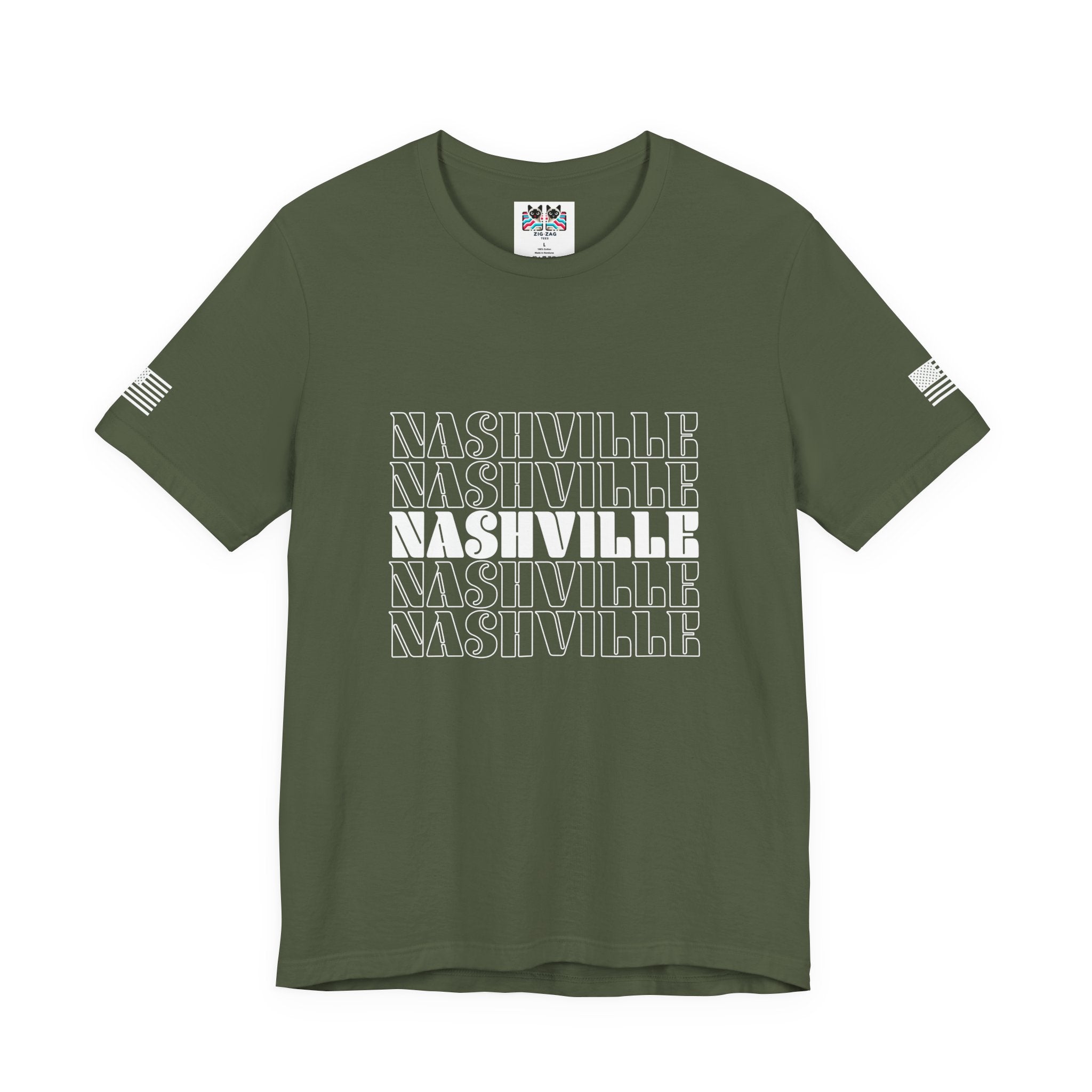Nashville Repeat Stack T-Shirt – Bold Retro Stacked Typography Tee