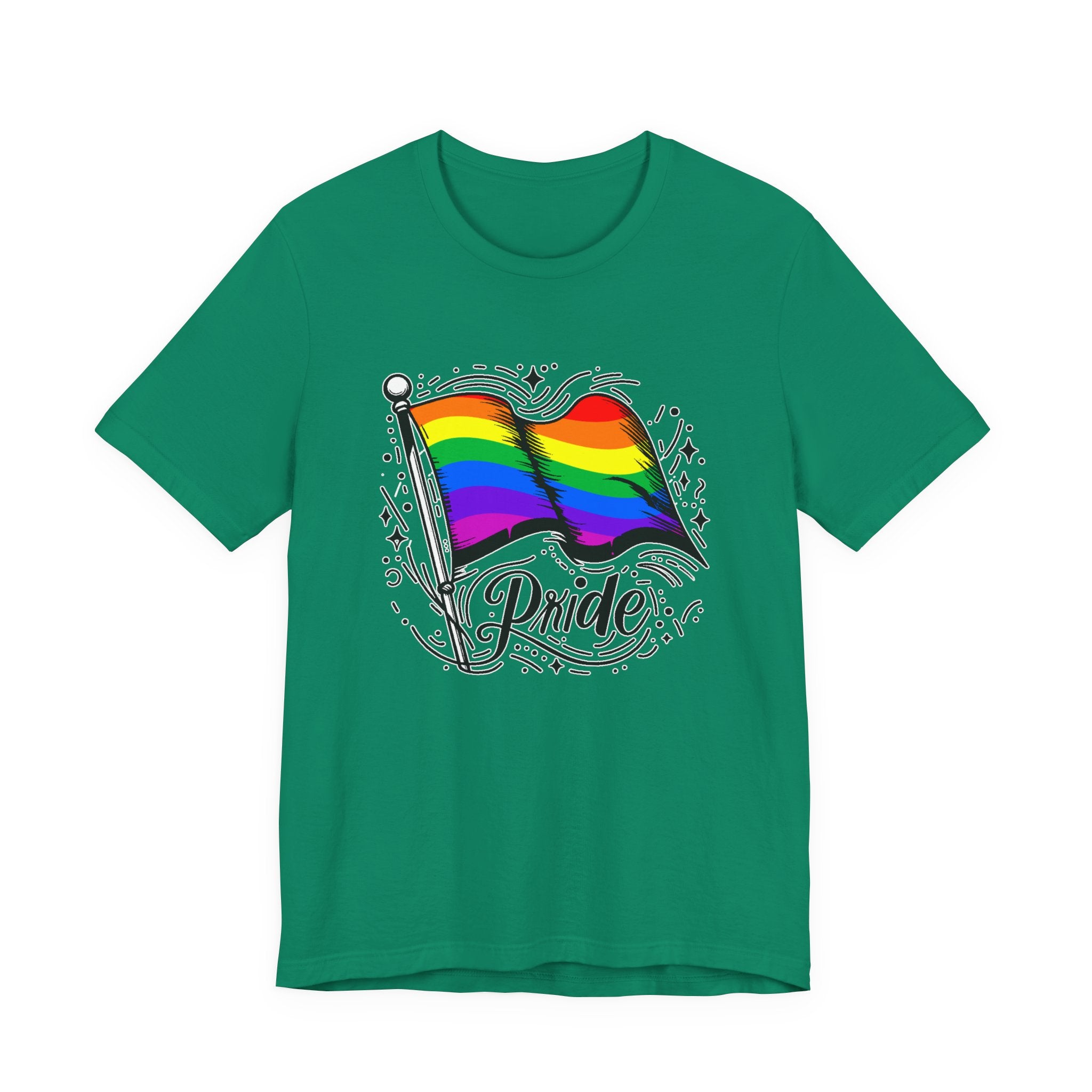 Pride Without Prejudice – Colorful Flag with Lines, Dots & Symbols Graphic T-Shirt