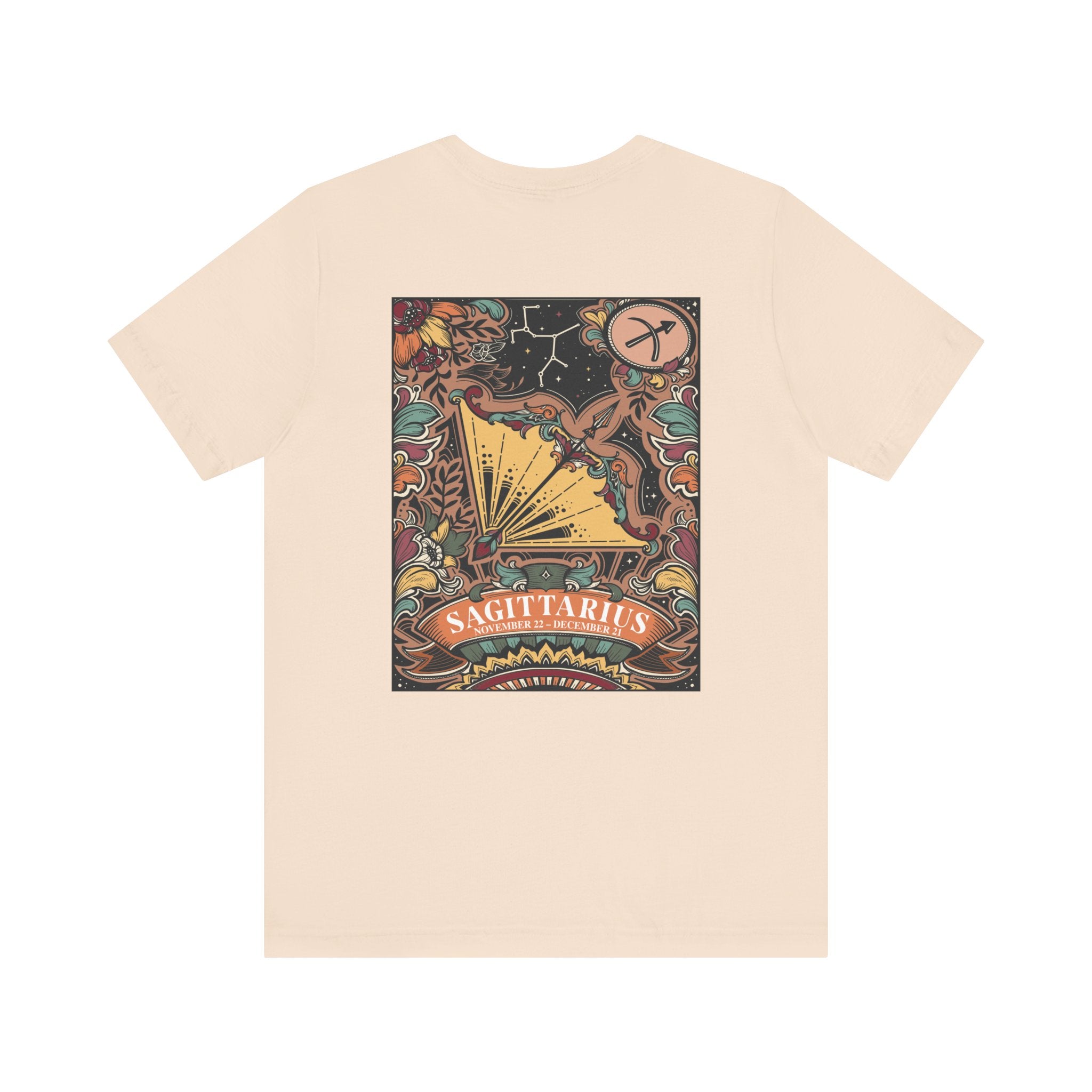 Sagittarius Zodiac T-Shirt – Constellation and Abstract Floral Design