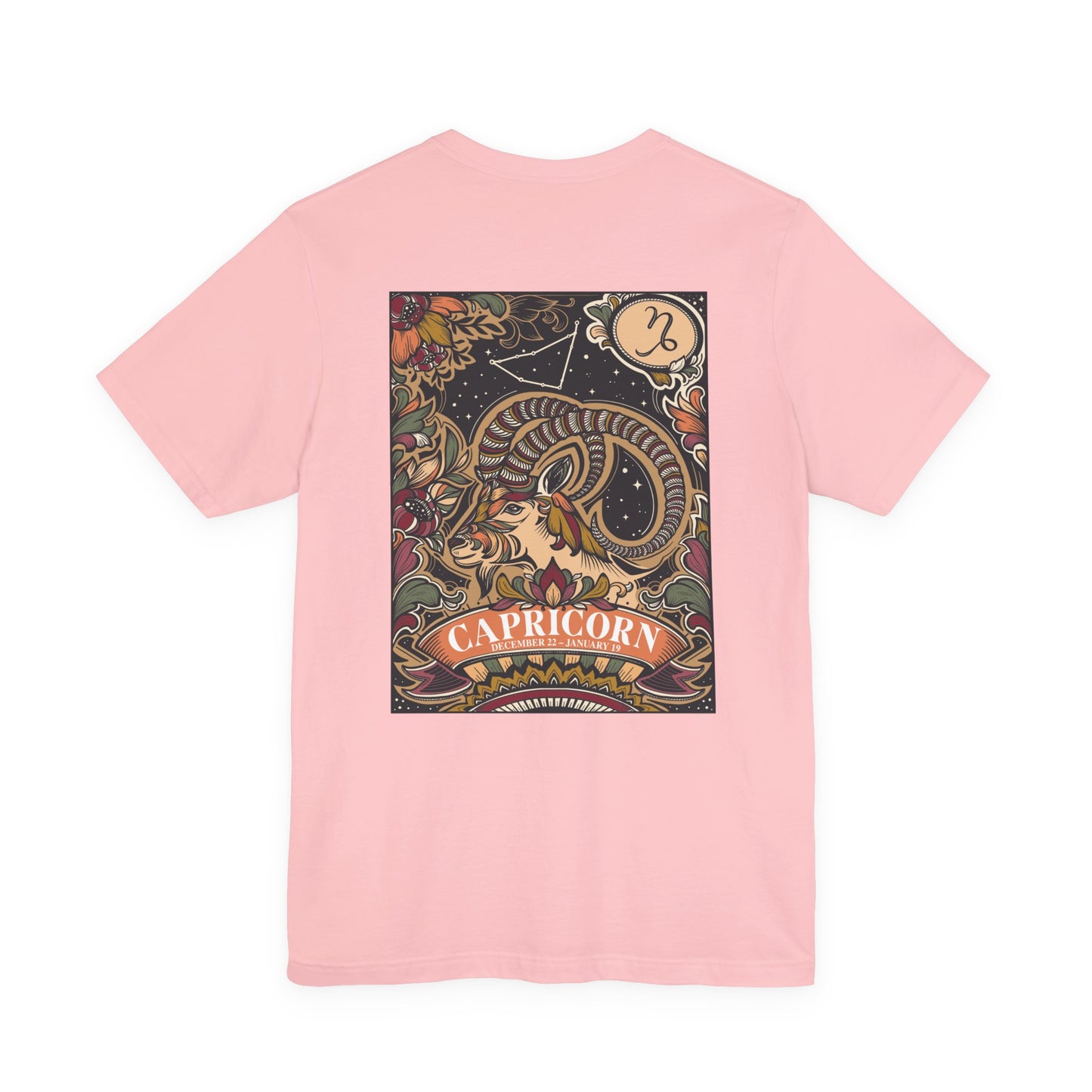 Capricorn Constellation & Floral Zodiac T-Shirt – December 22 to January 19