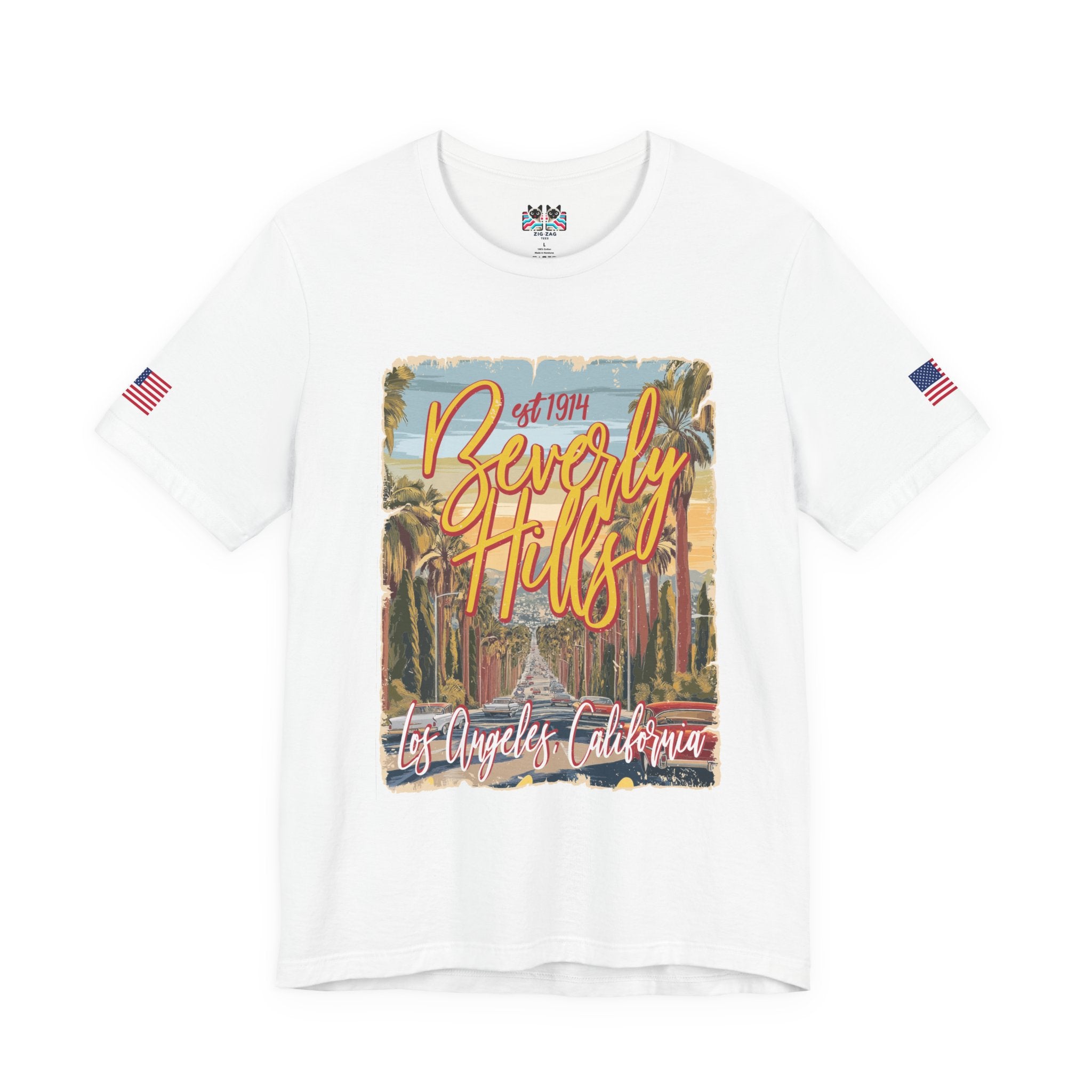 Beverly Hills EST 1914 T-Shirt – Los Angeles California Palm Tree Boulevard Illustrated Tee
