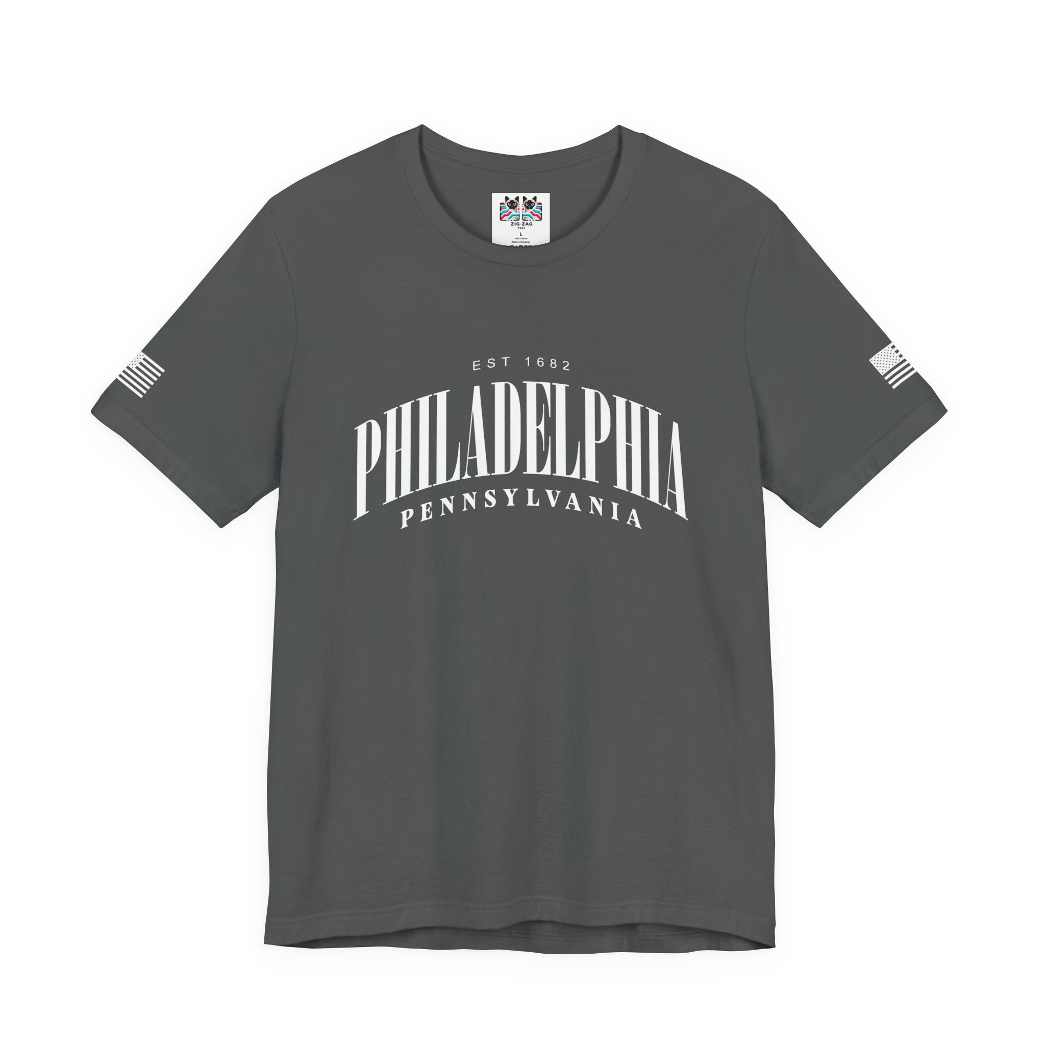 Philadelphia Pennsylvania EST 1682 T-Shirt – Arched Serif Typography Graphic Tee