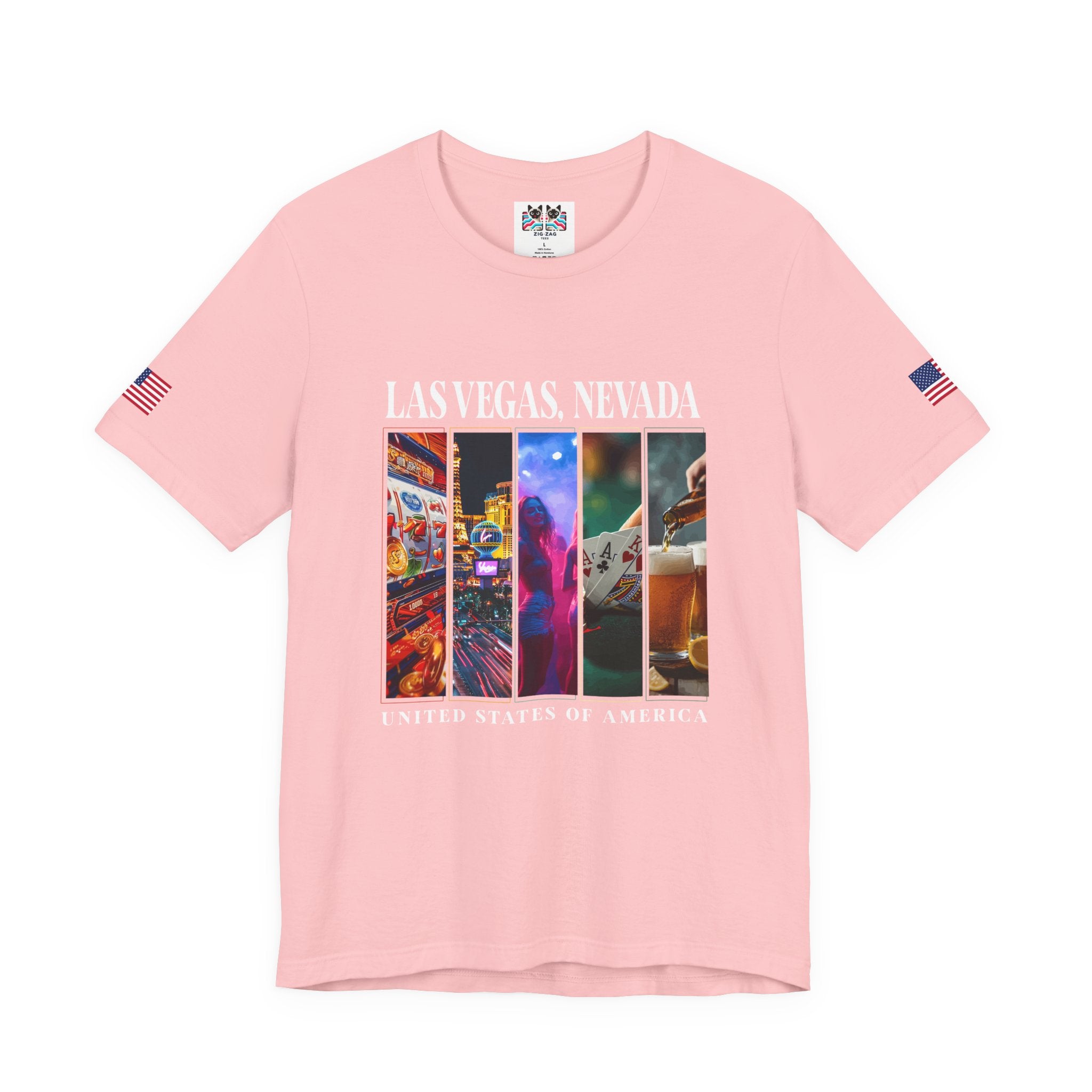 Las Vegas Nevada USA Photo Panel T-Shirt – Slots Strip Nightlife Poker Drinks Tee