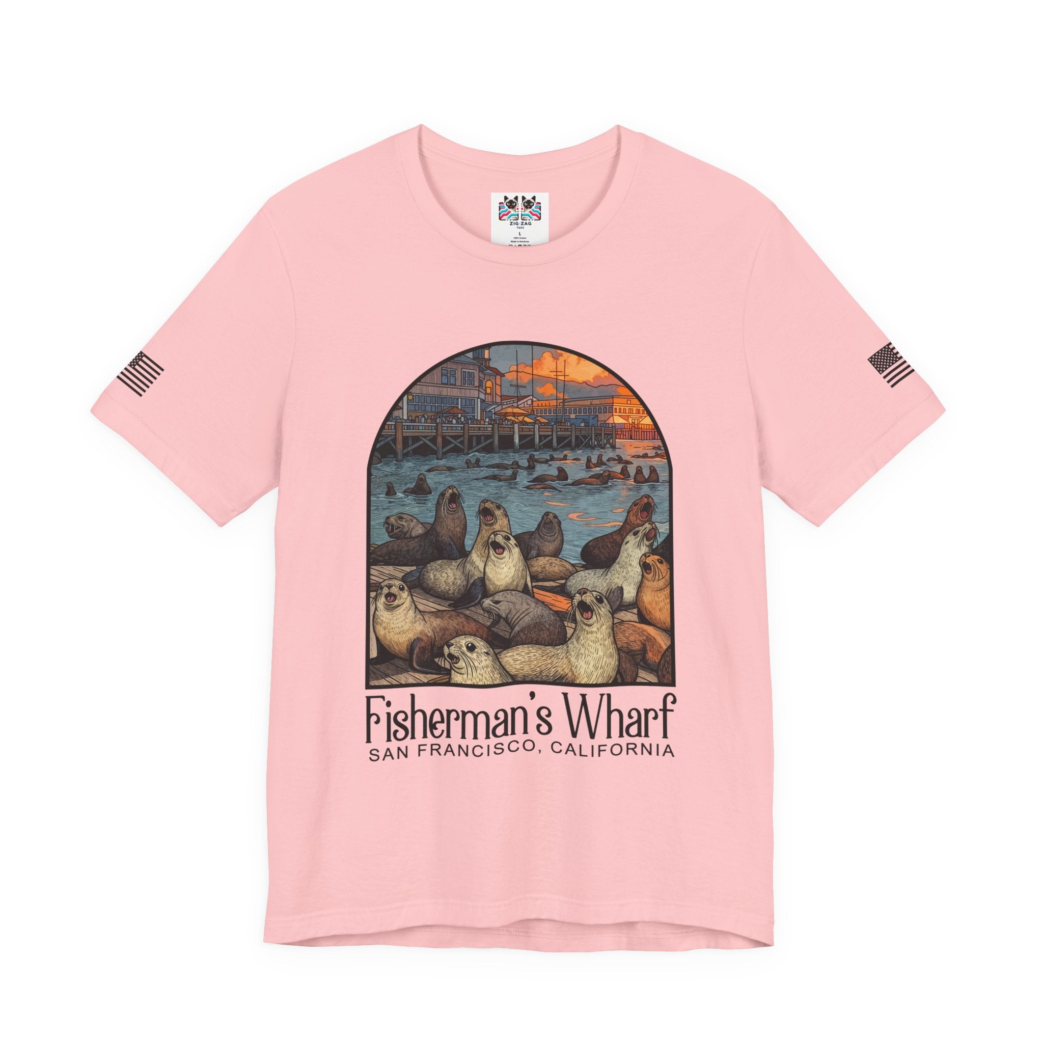 Fisherman's Wharf San Francisco California T-Shirt – Sea Lions Arched Graphic Tee