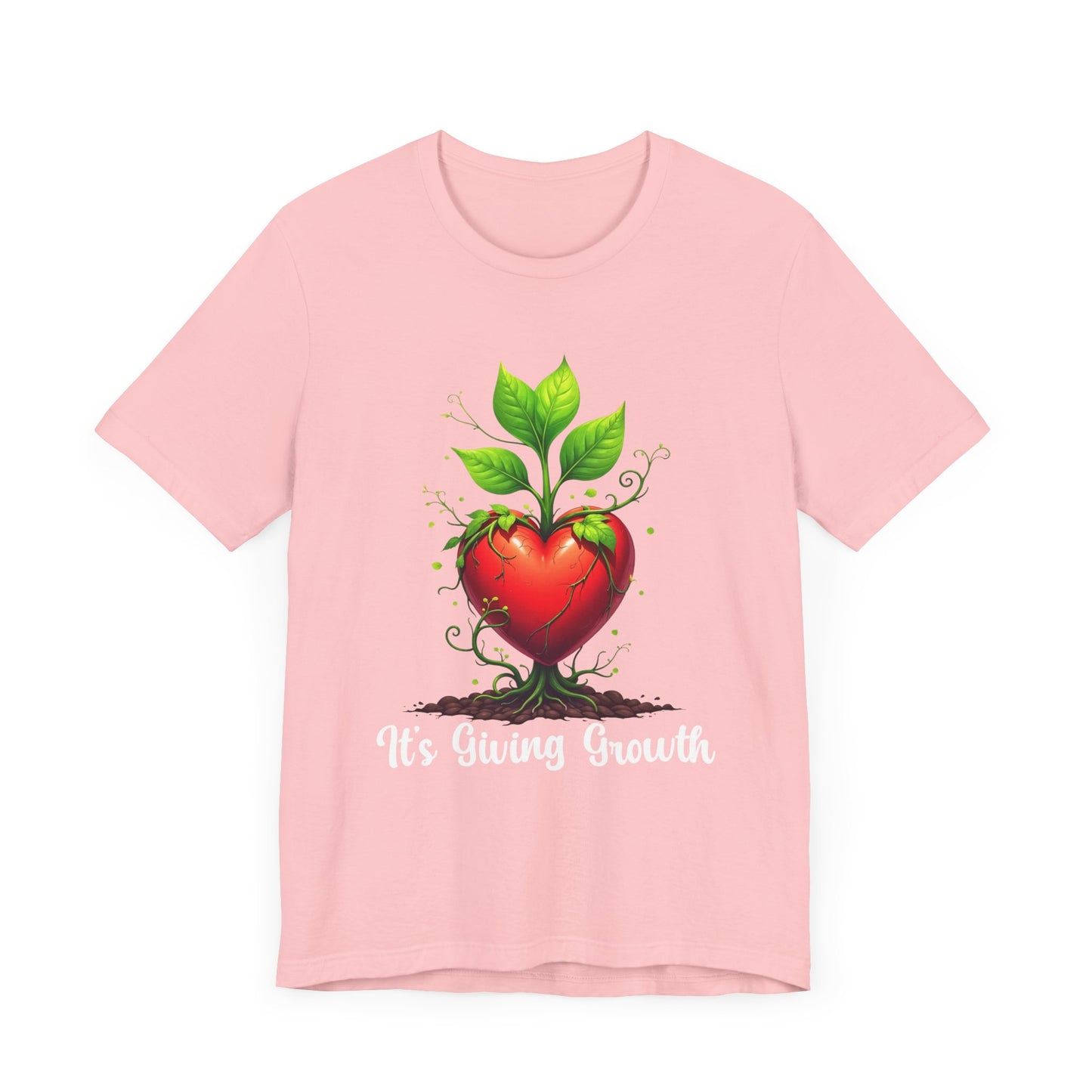 It's Giving Growth – Plant with Red Heart Trunk Graphic T-Shirt