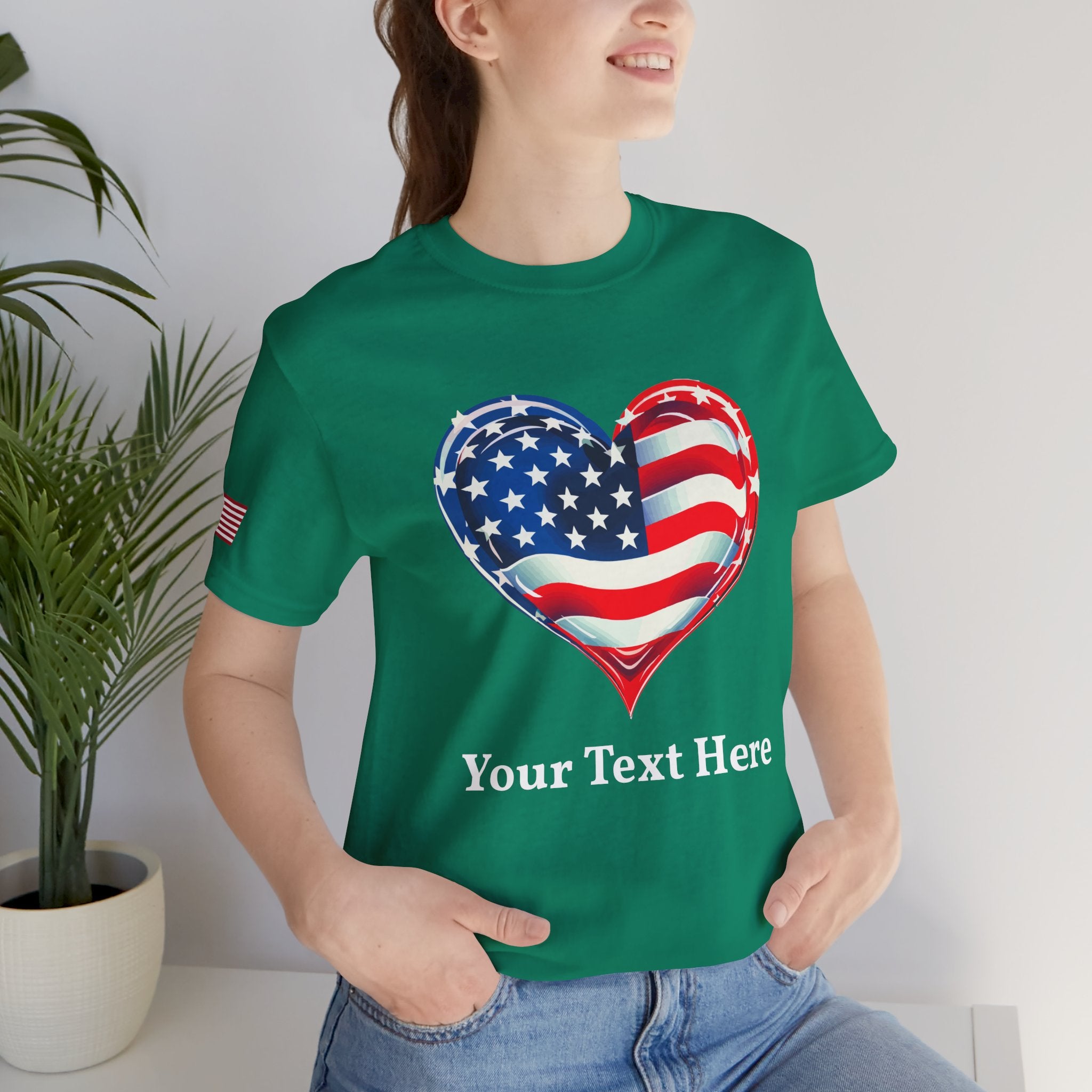 Custom T-Shirt - American Flag Heart T-Shirt – Love USA Patriotic Pride Graphic Tee