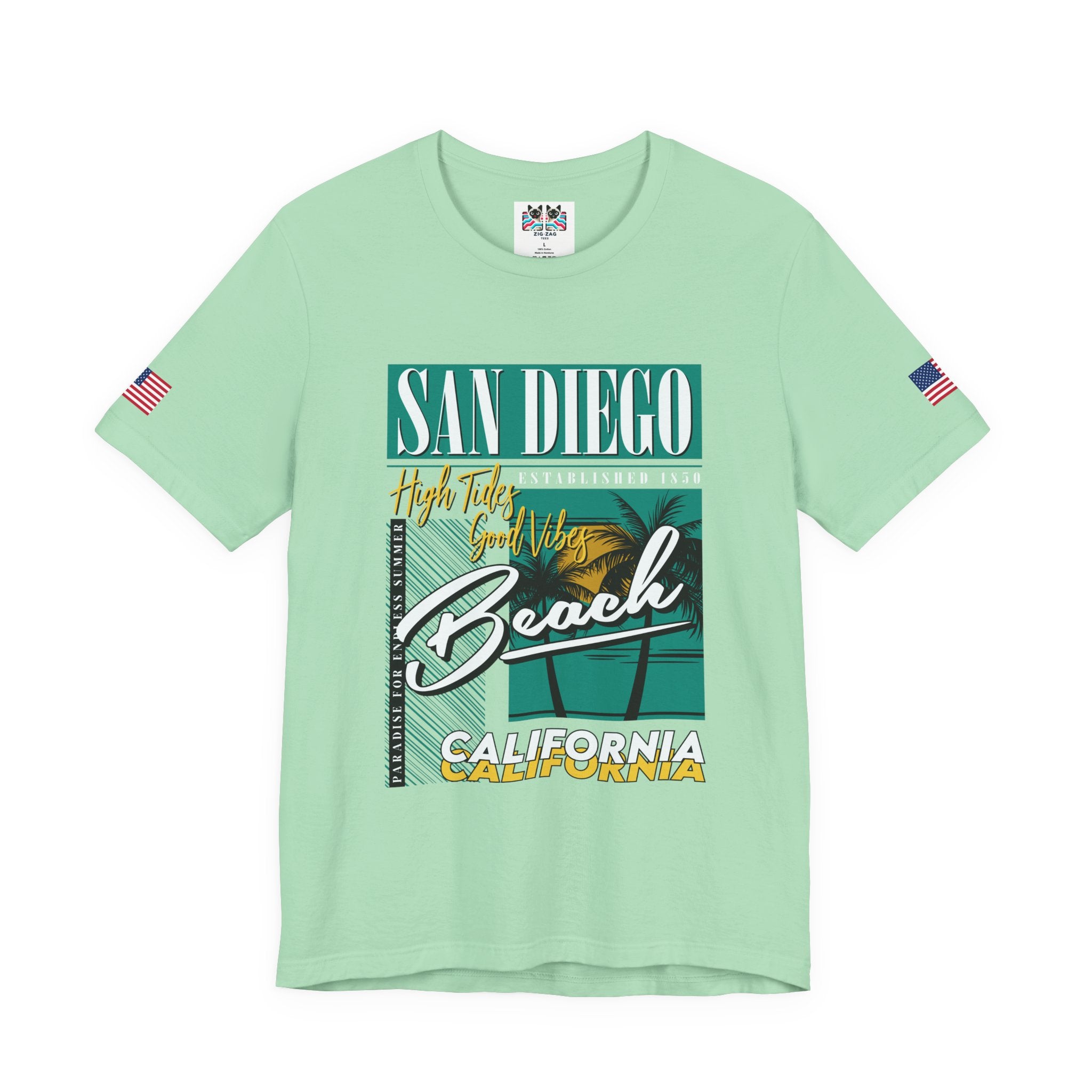 San Diego California Beach T-Shirt – High Tides Good Vibes Paradise Summer Tee