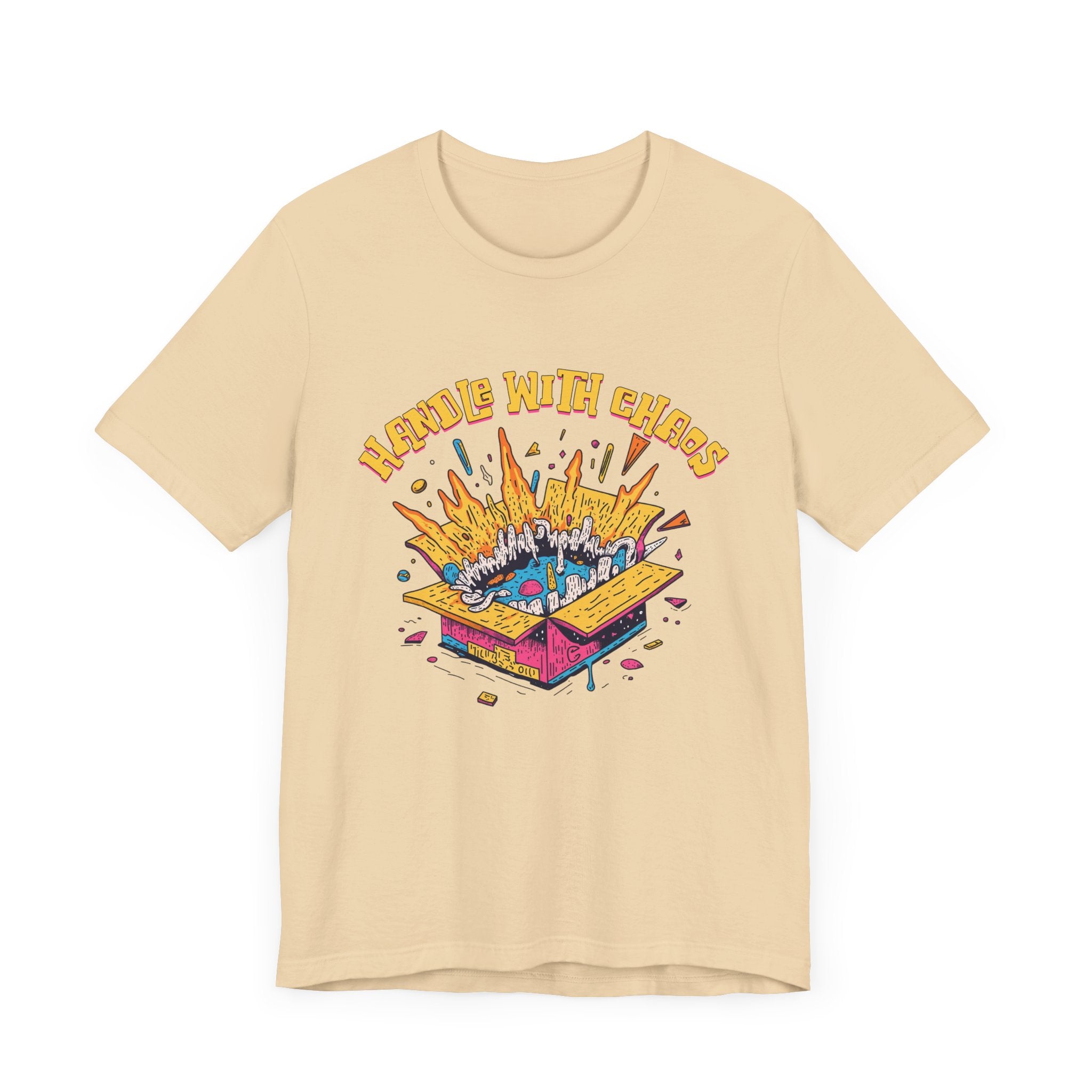 Handle With Chaos – Vibrant Colorful Box Embracing life’s Wild Moments Graphic T-Shirt