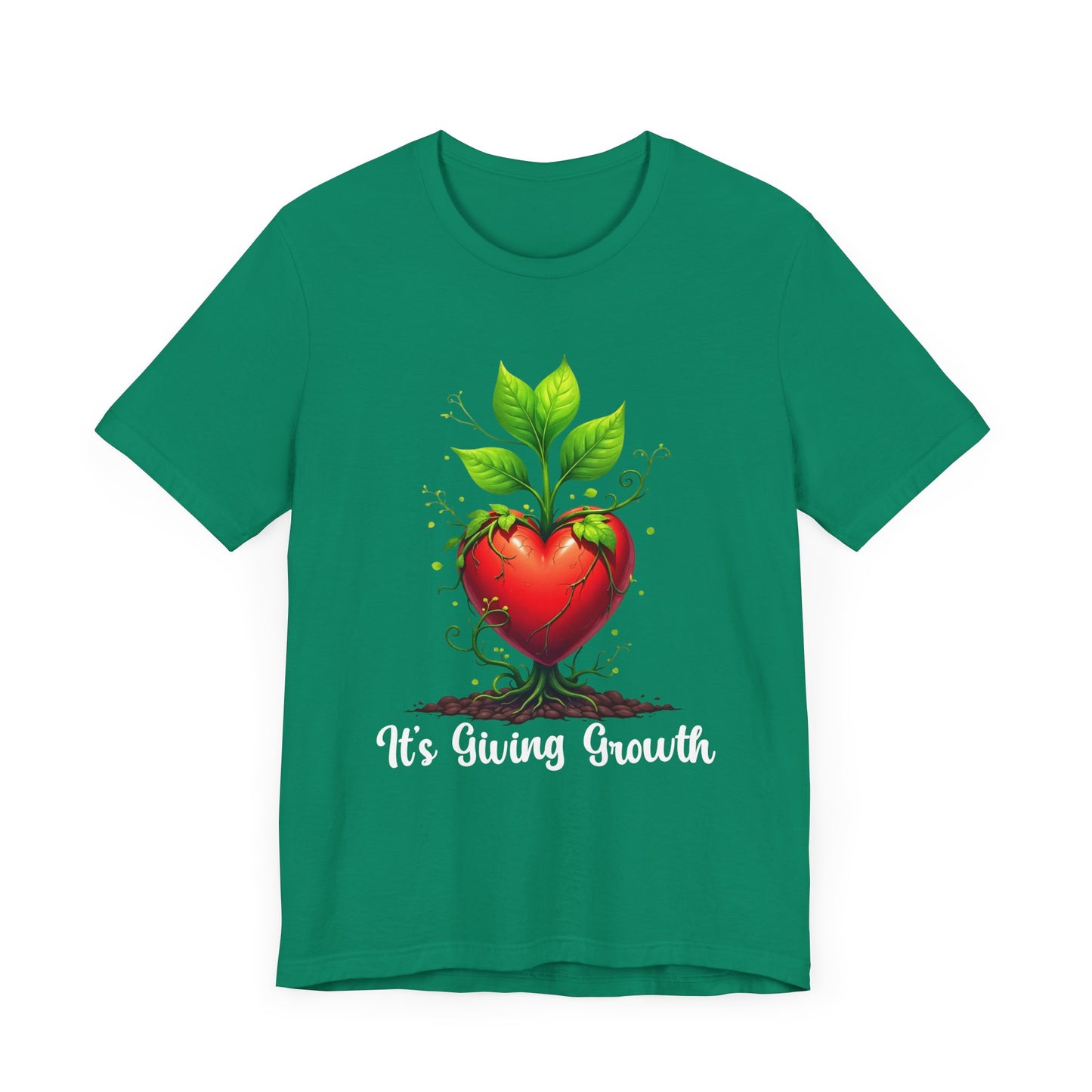 It's Giving Growth – Plant with Red Heart Trunk Graphic T-Shirt