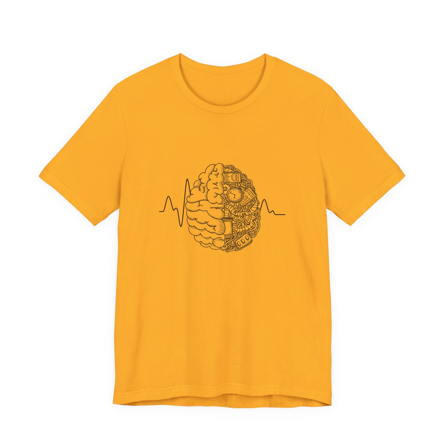Human Brain Split Design Tshirt – Life Line with Nature & Man-Made Elements