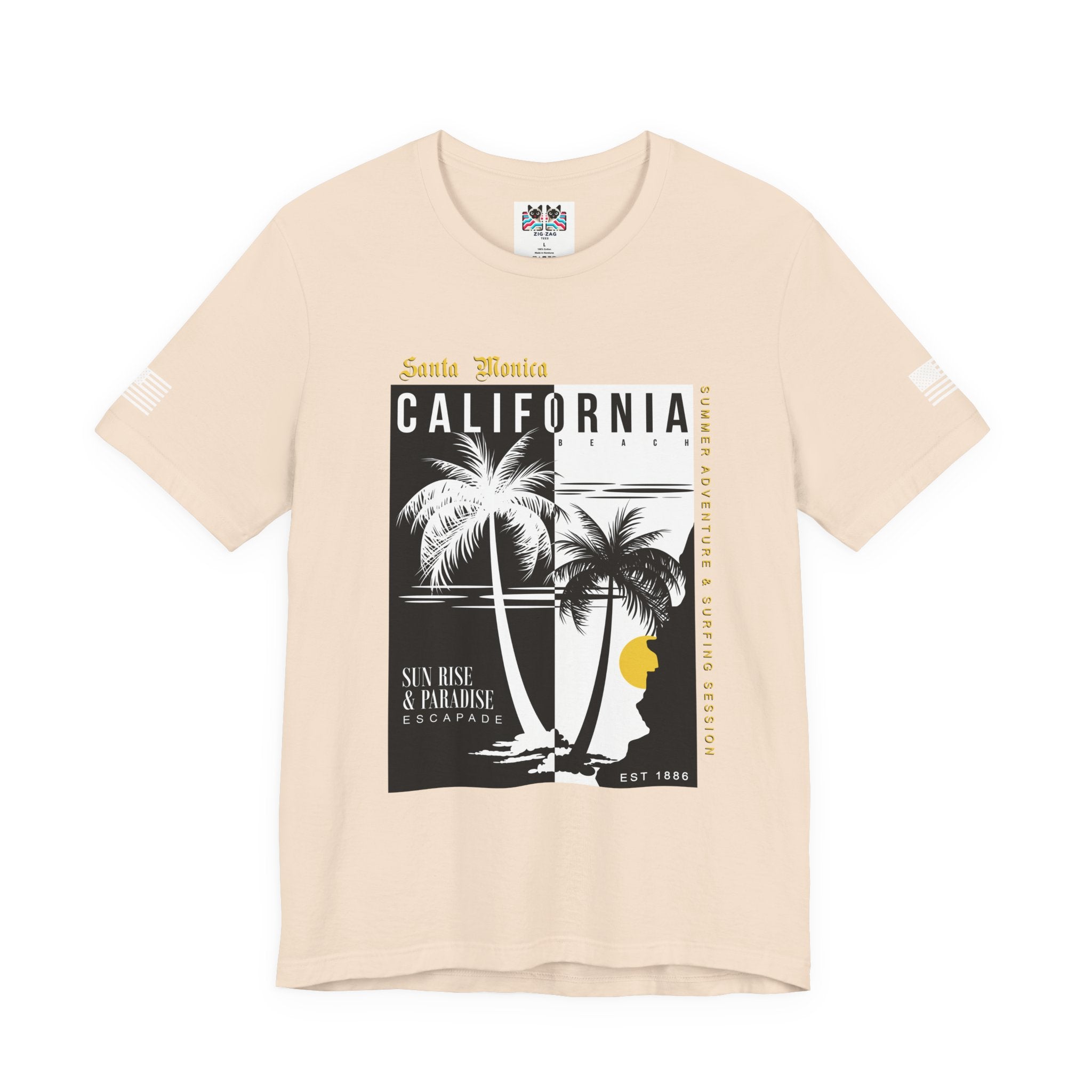 Santa Monica California Beach T-Shirt – Summer Adventure Surfing Session Sun Rise Paradise Tee