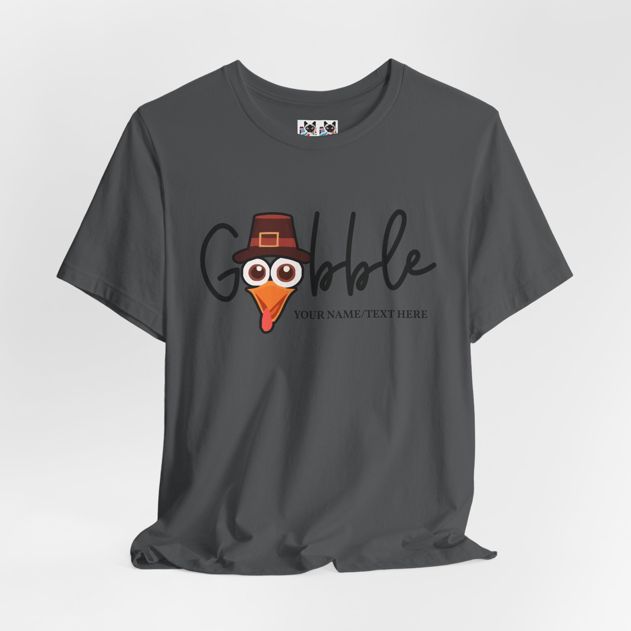 Custom T-Shirt - Gobble Turkey Head Cursive T-Shirt