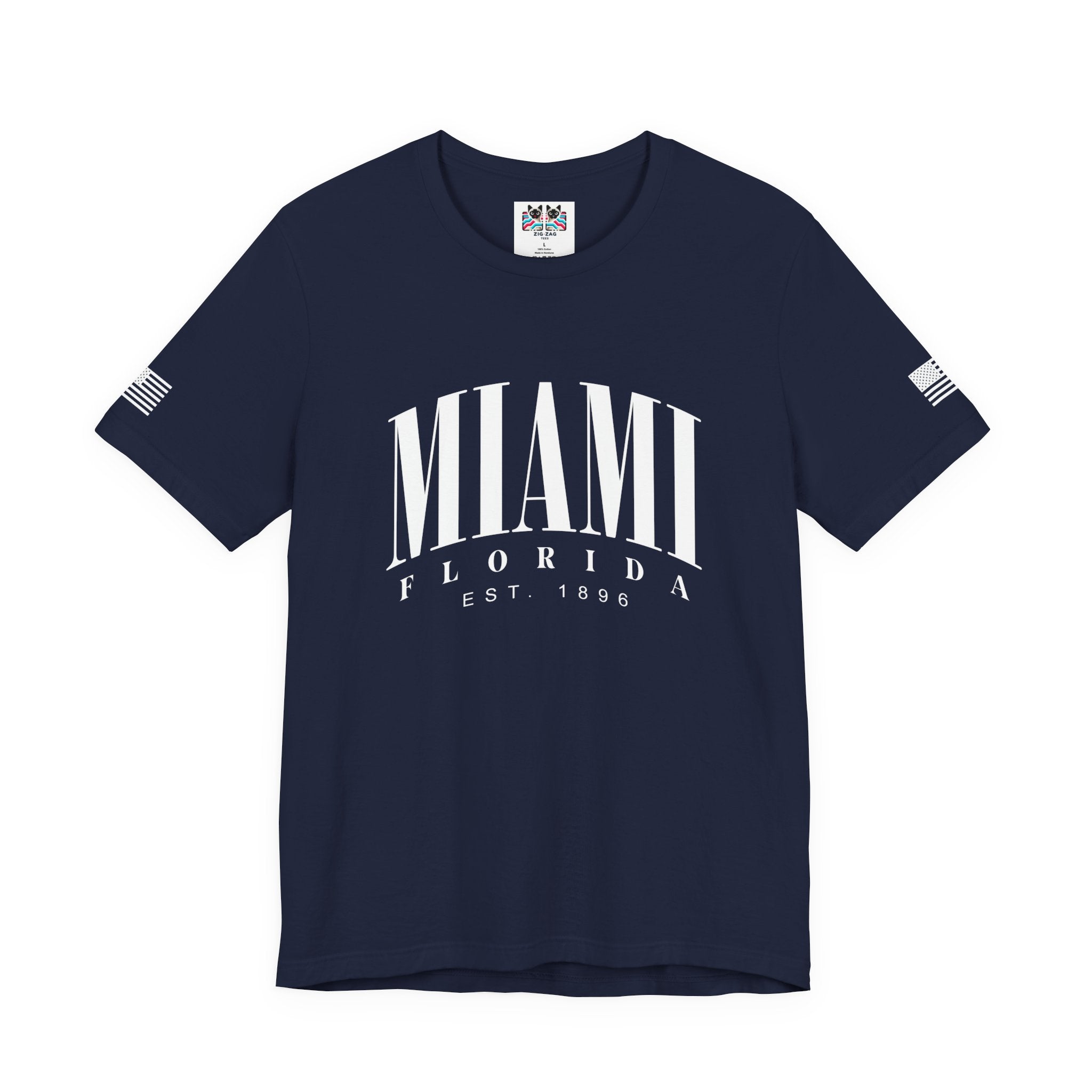 Miami Florida EST 1896 T-Shirt – Bold Arch Typography Clean Minimal Tee