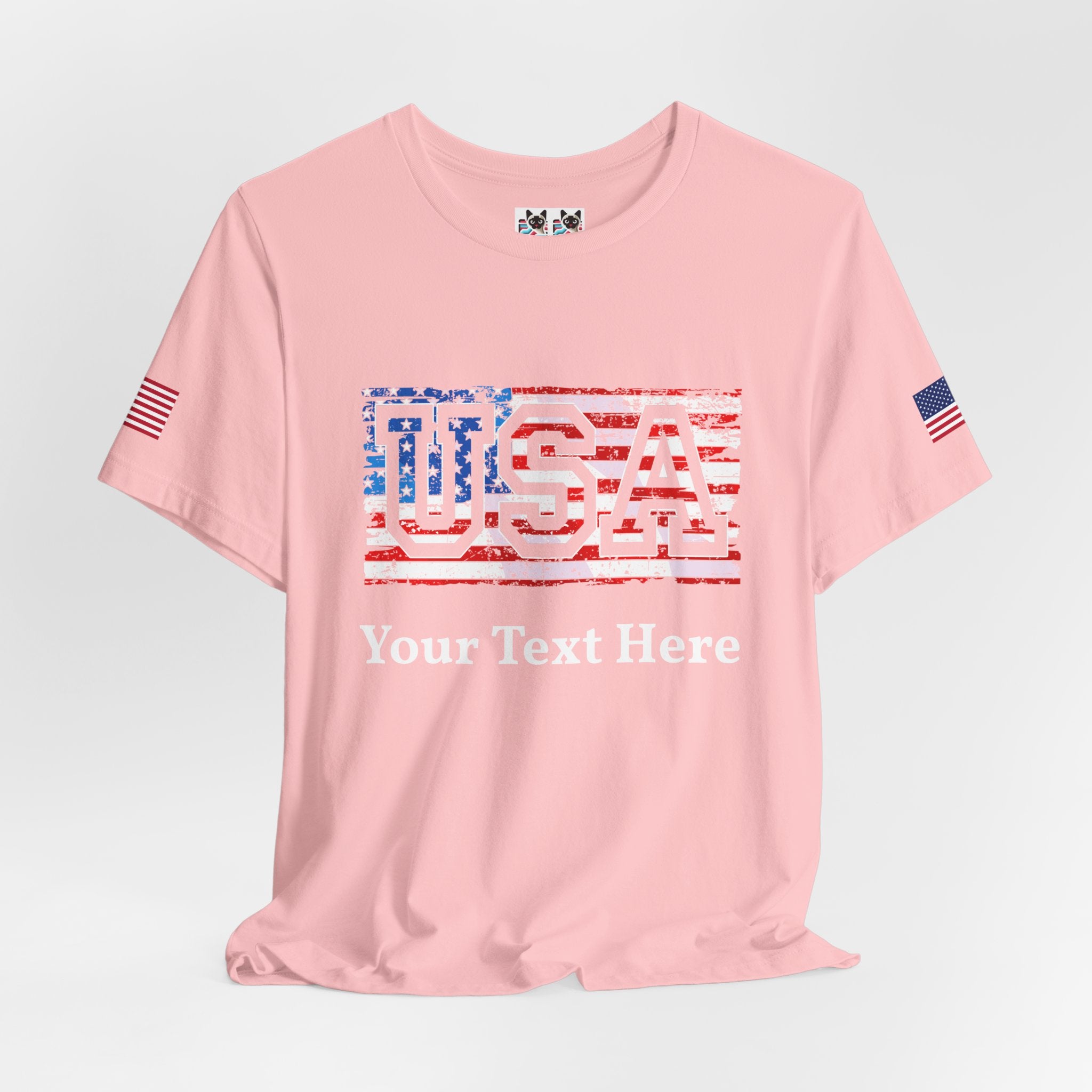 Custom T-Shirt - USA Vintage Collegiate T-Shirt – Retro American Flag Typography Graphic Tee