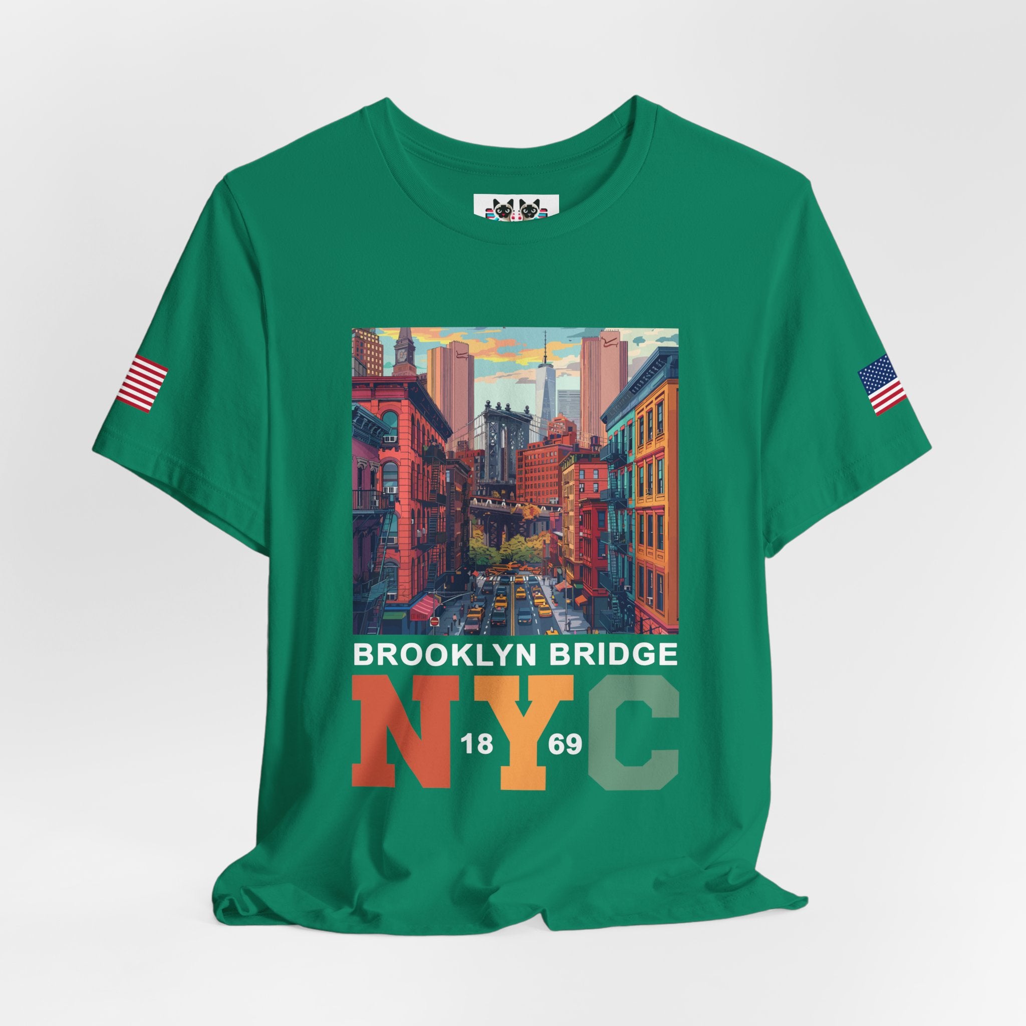 Brooklyn Bridge NYC T-Shirt - Vintage Street Scene Manhattan Bridge 1869 New York