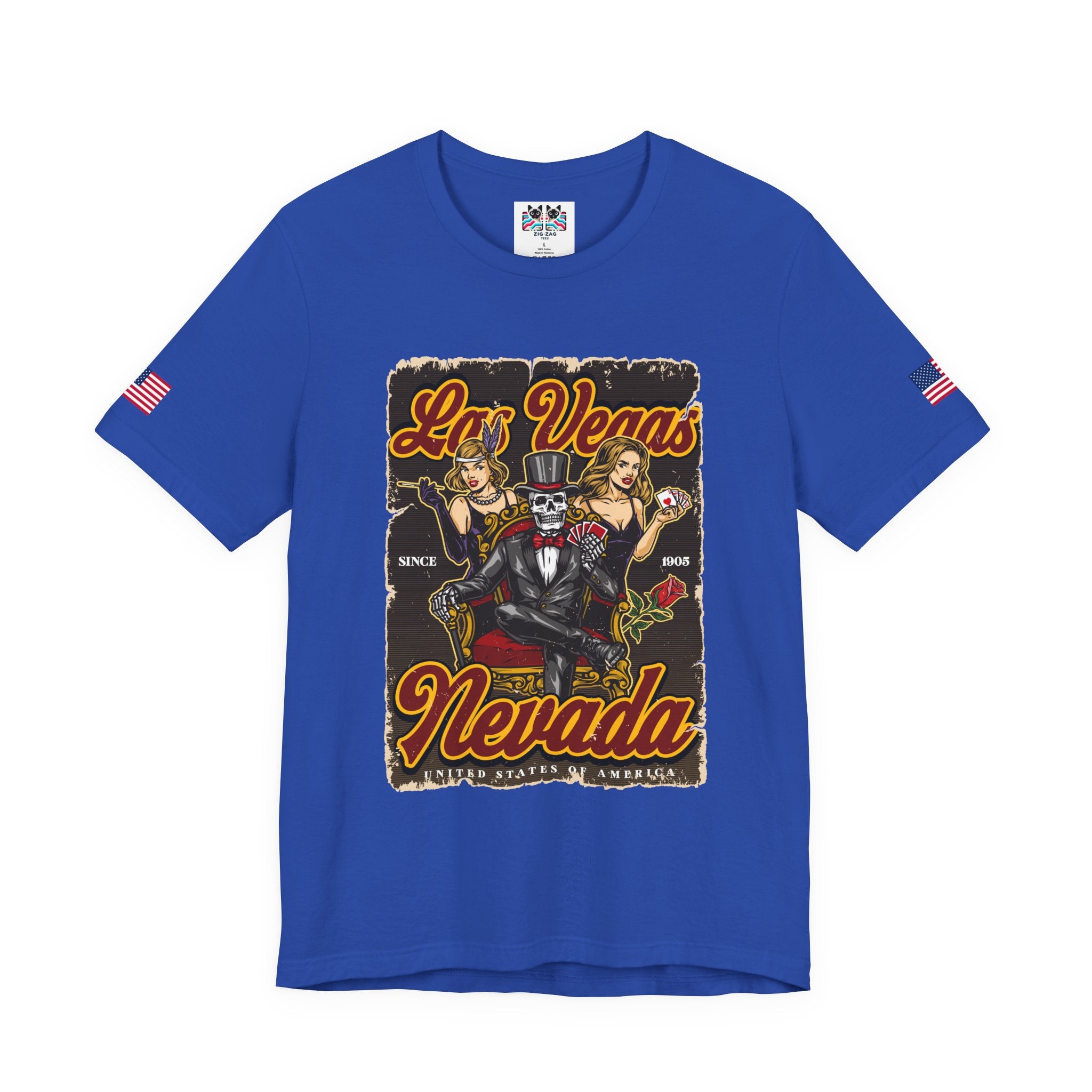 Las Vegas Nevada Since 1905 Vintage T-Shirt – Skeleton Showgirls Retro Casino Poster Tee