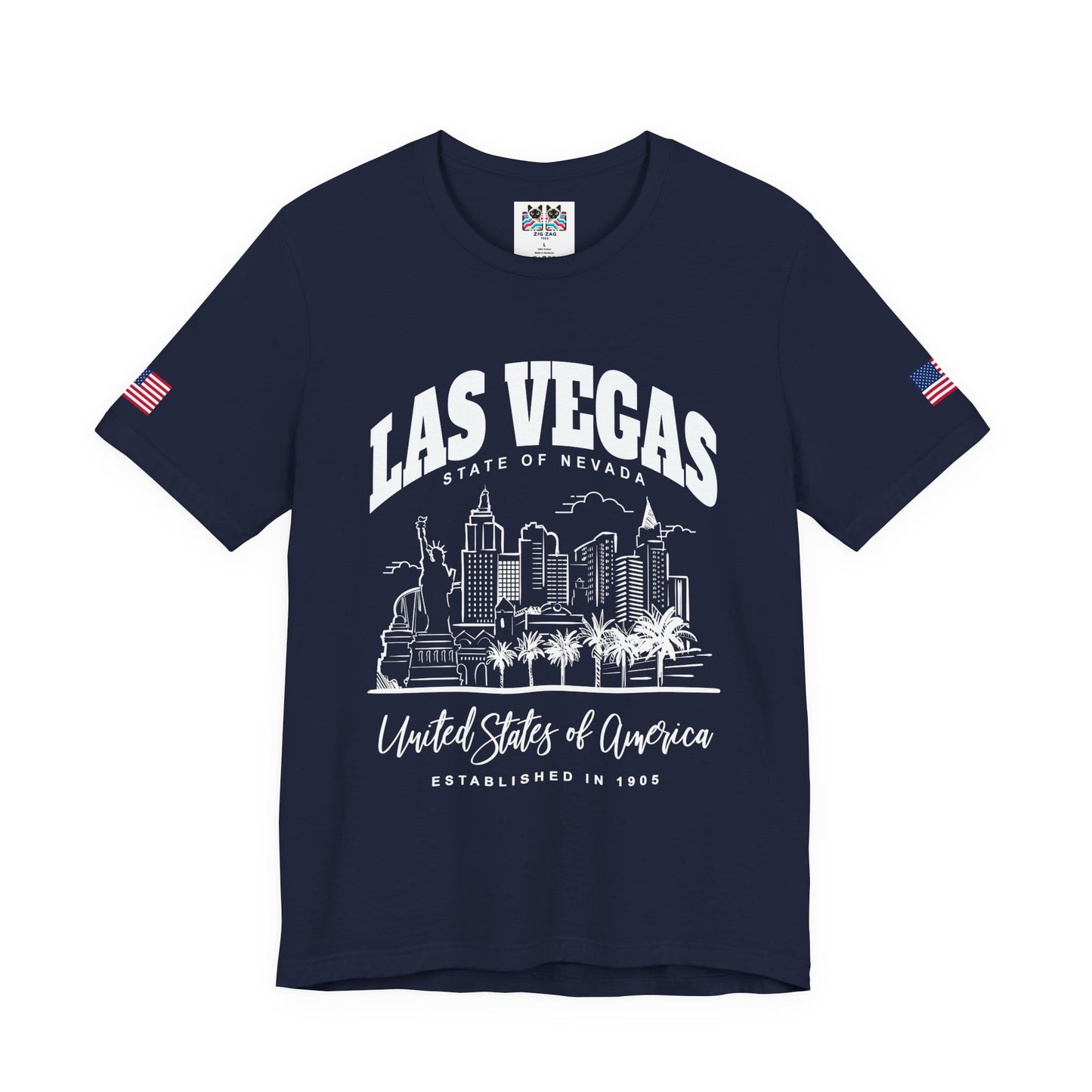Las Vegas State of Nevada T-Shirt - Established 1905 Red White Skyline USA Design