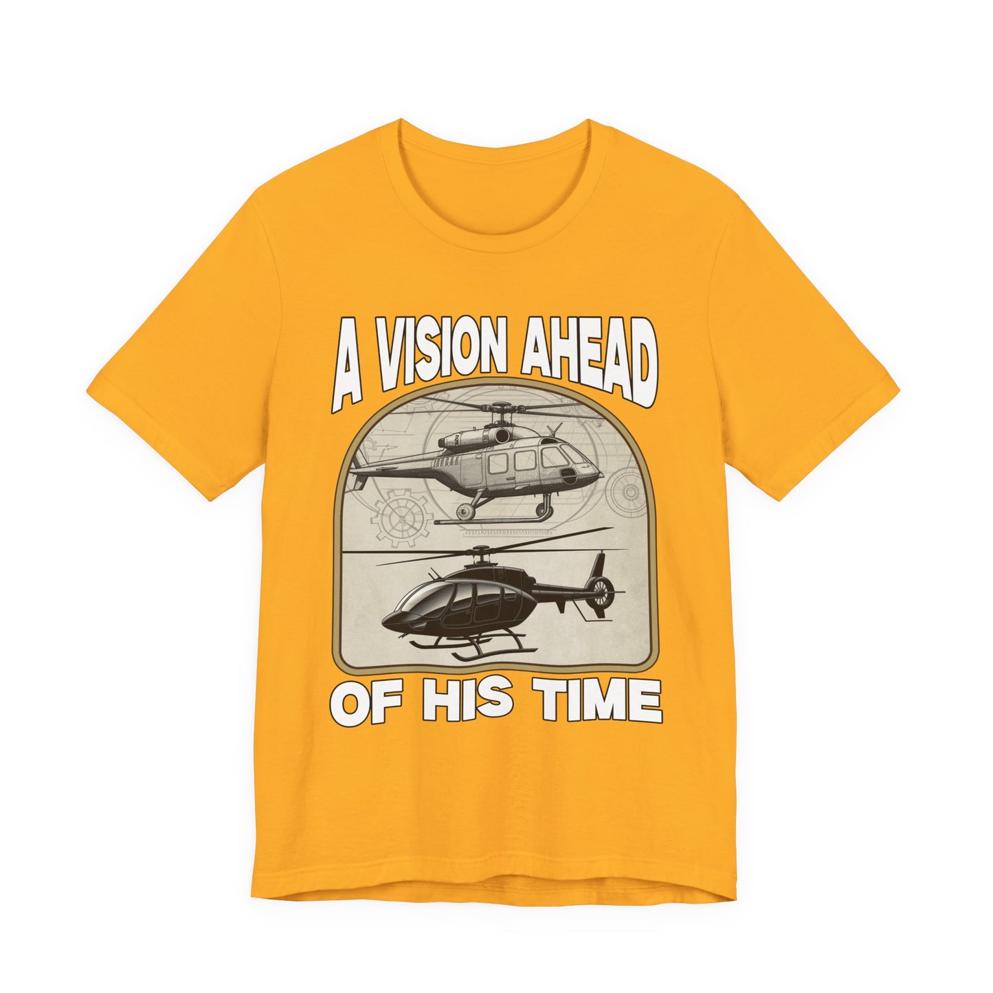 A Vision Ahead of His Time Tshirt – Da Vinci’s Helicopter and Modern Chopper Graphic